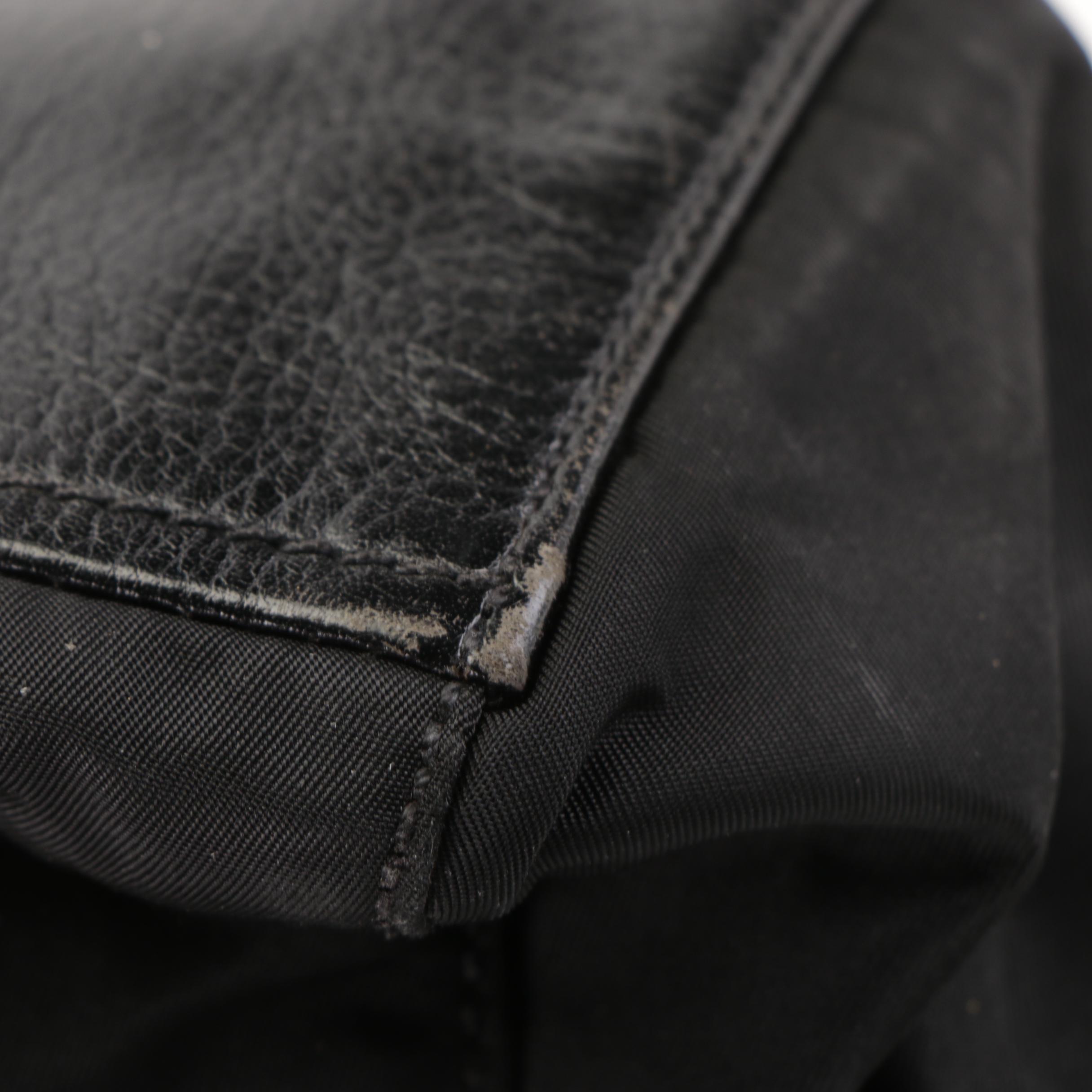 Prada Easy Tessuto Shoulder Bag in Black Nylon and Calfskin Trim