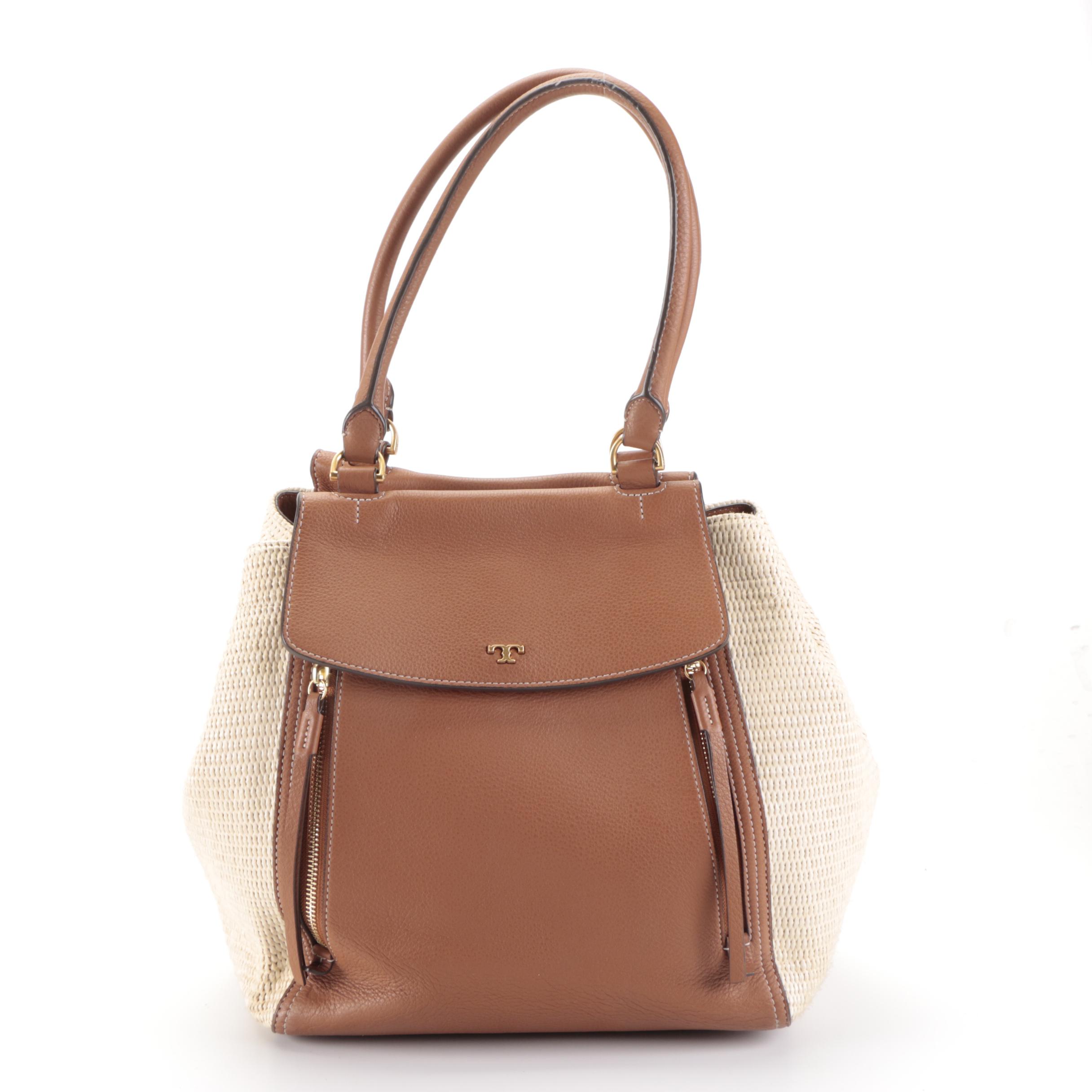 Tory Burch Satchel in Raffia and Leather