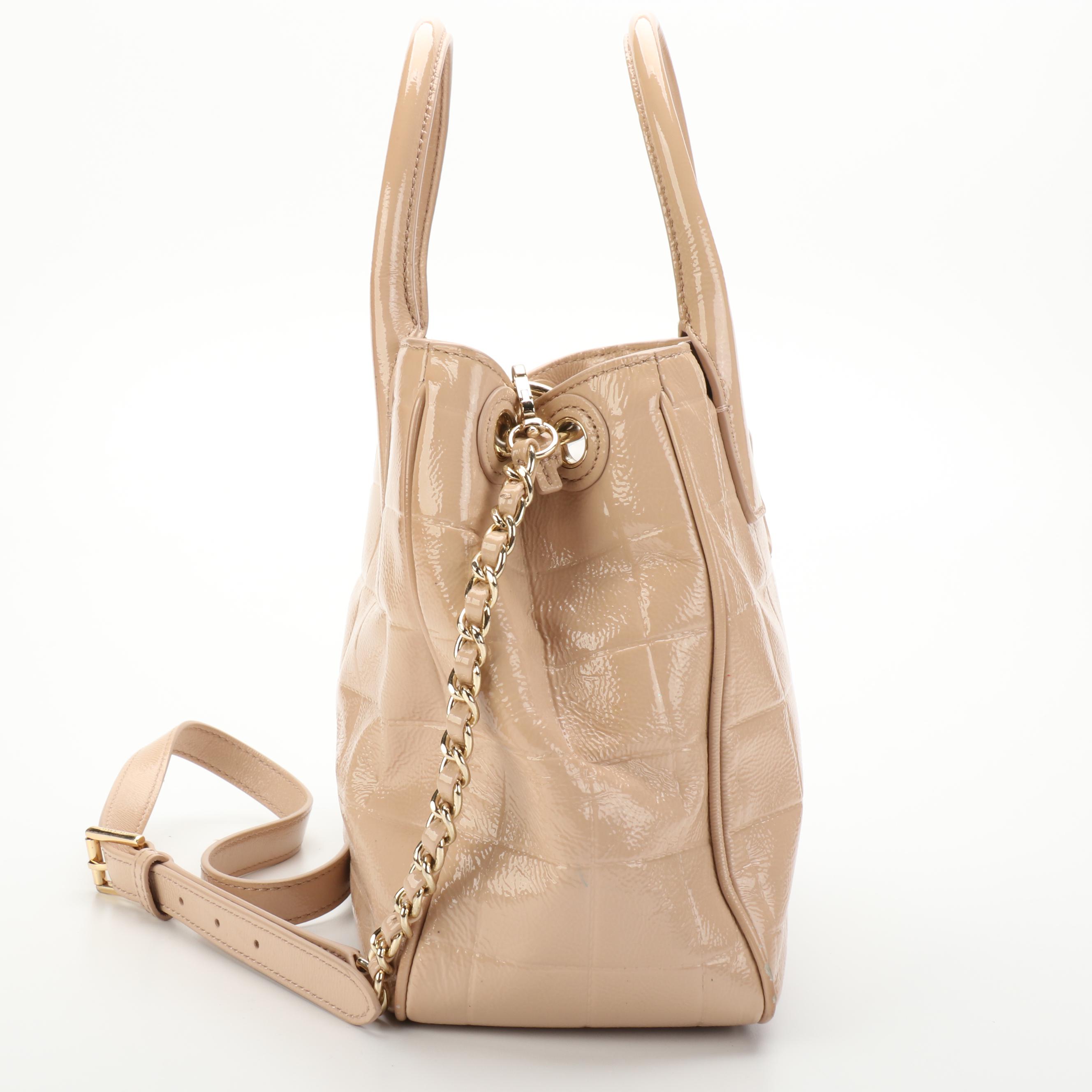 Tory Burch Patent Leather Tote with Metallic and Grained Leather Wallets