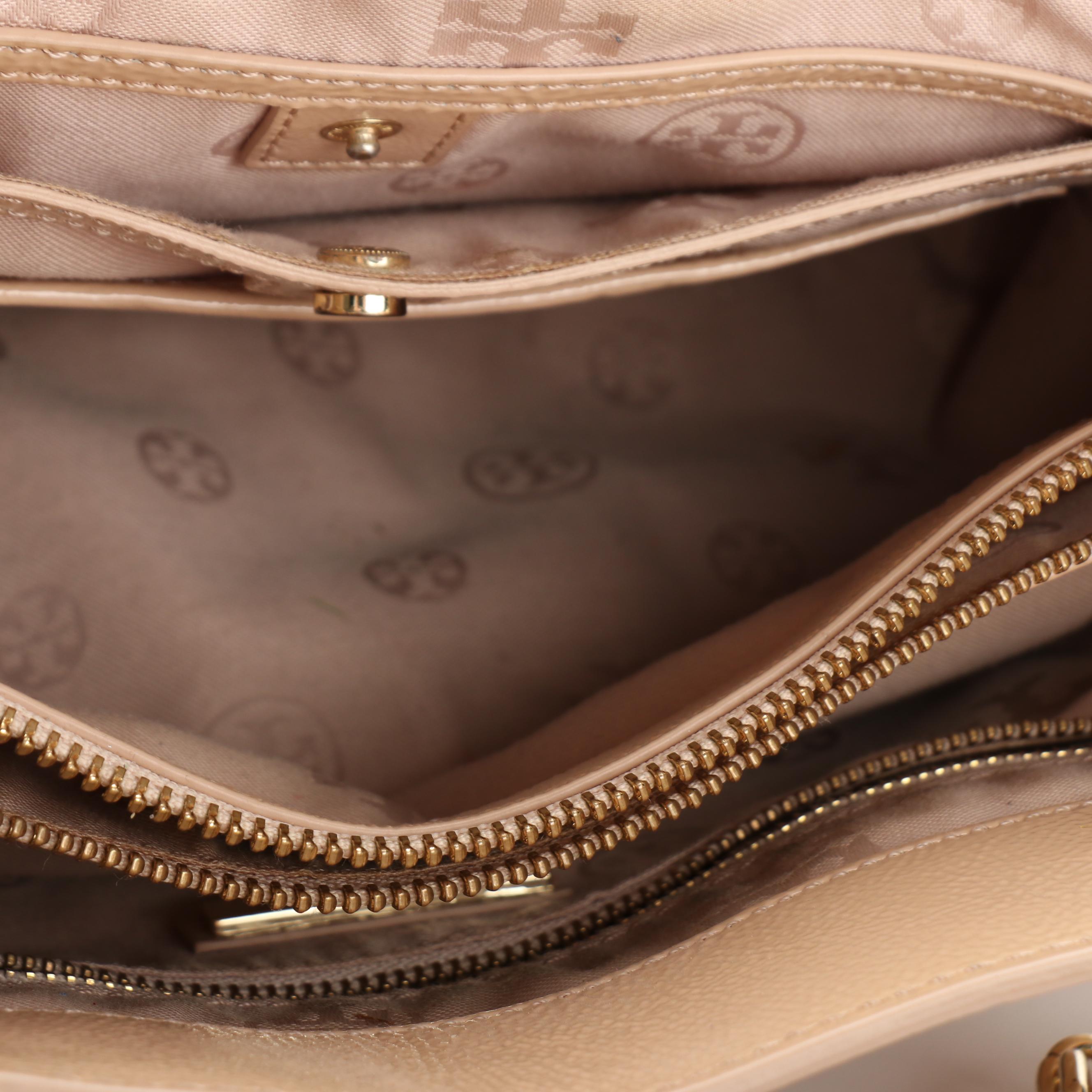 Tory Burch Patent Leather Tote with Metallic and Grained Leather Wallets