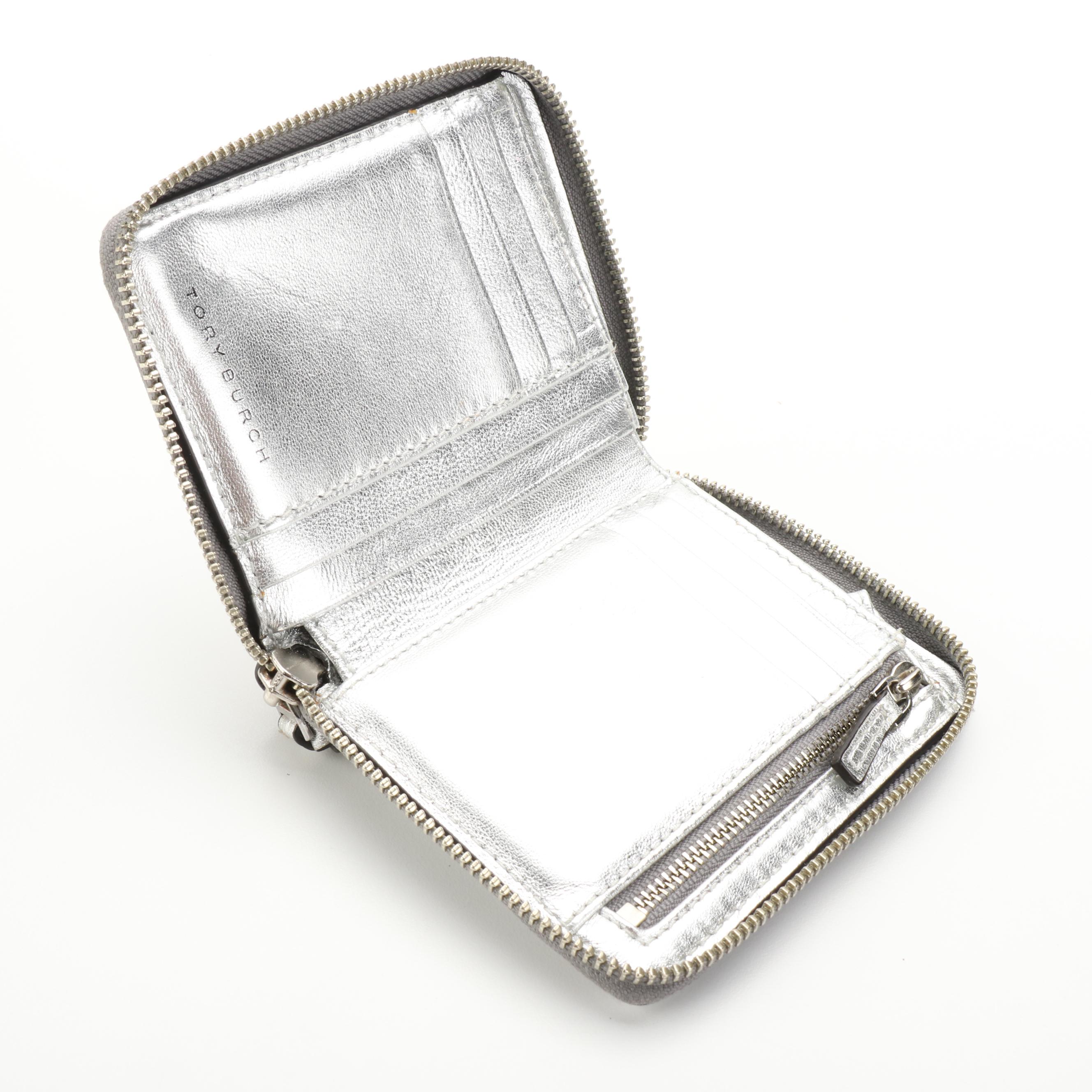 Tory Burch Patent Leather Tote with Metallic and Grained Leather Wallets