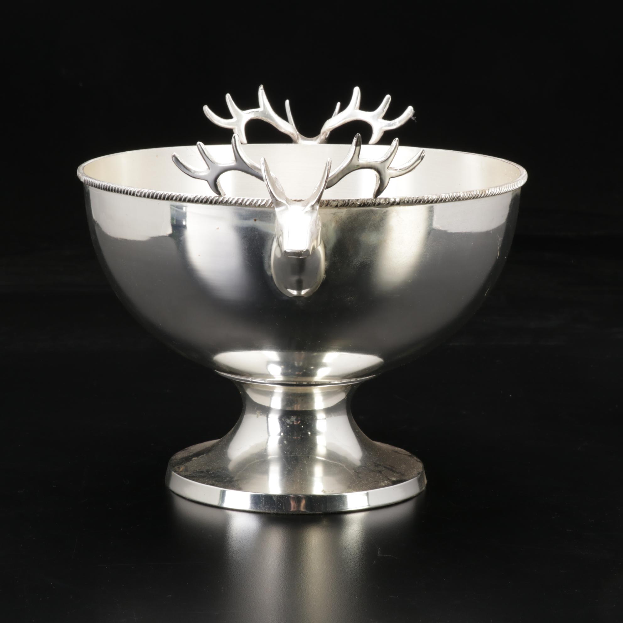Designco Stainless Steel Stag Head Footed Bowl