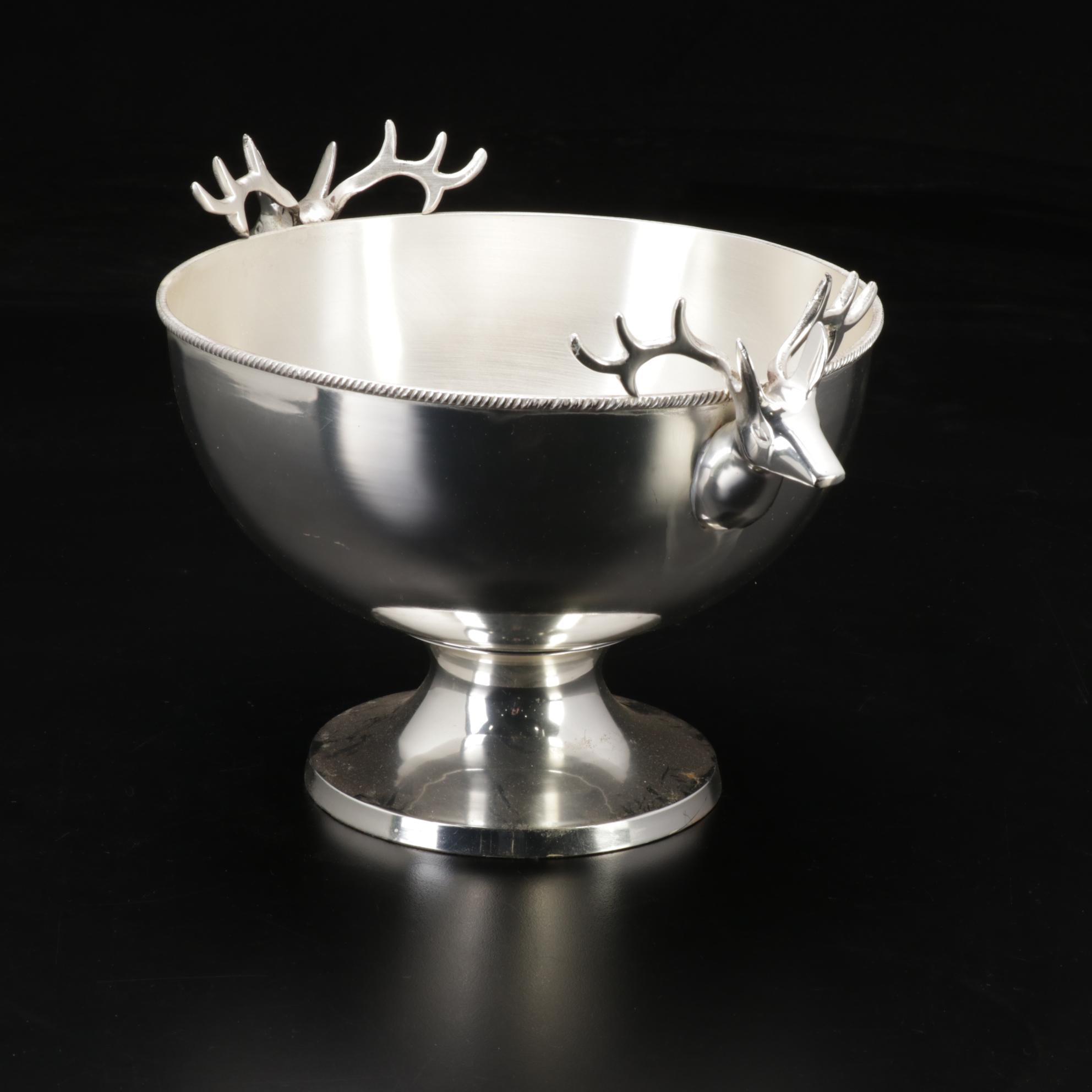 Designco Stainless Steel Stag Head Footed Bowl