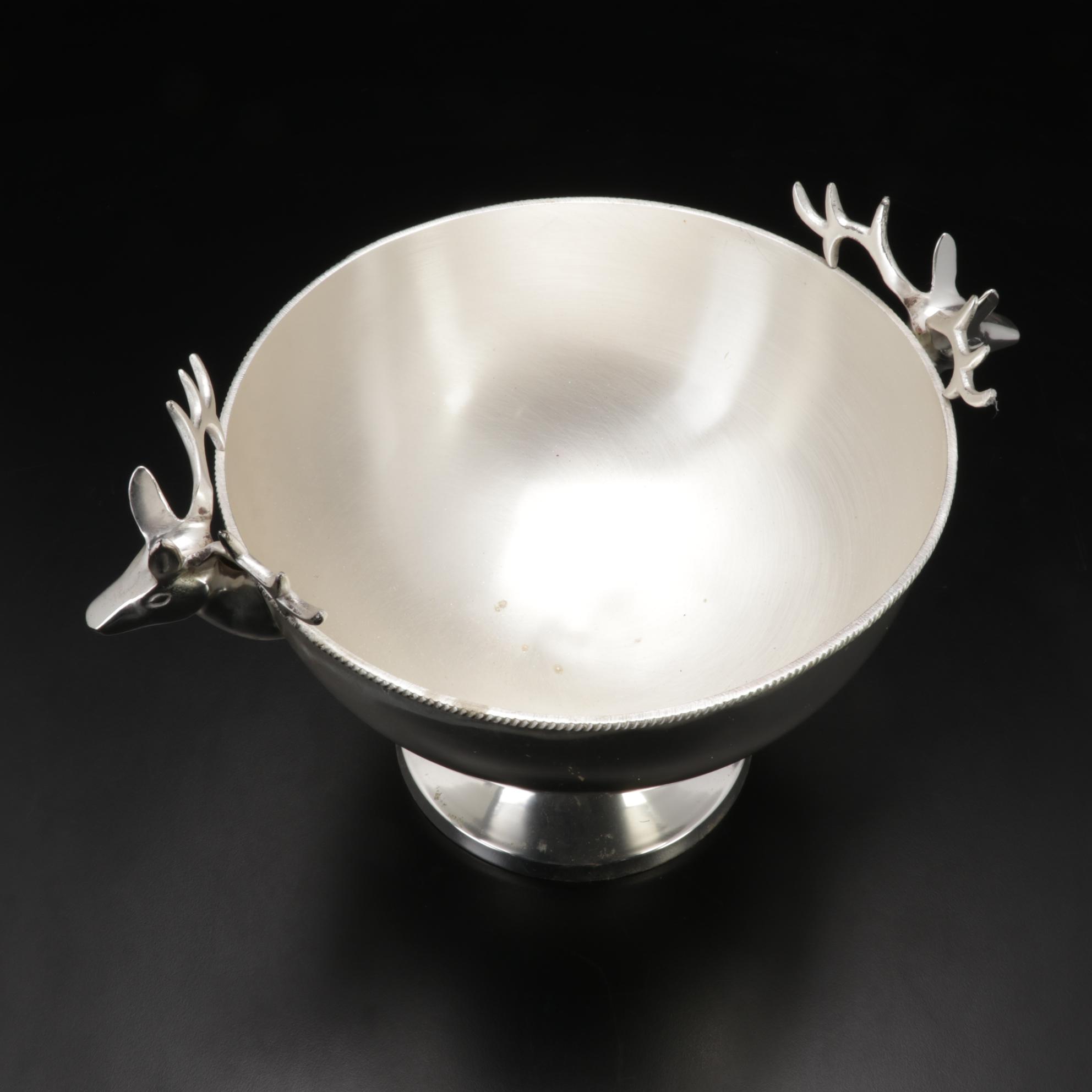 Designco Stainless Steel Stag Head Footed Bowl