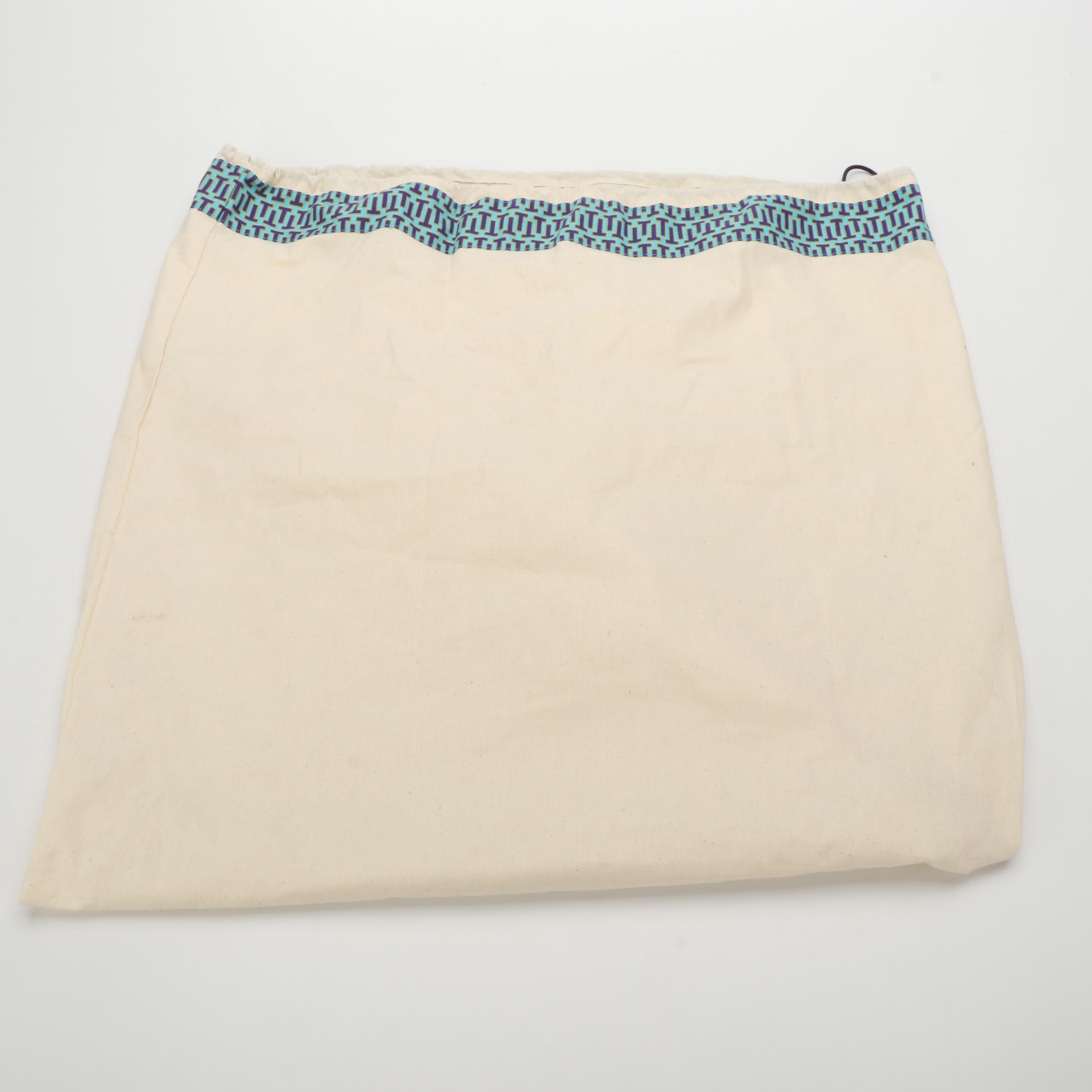 Tory Burch Logo Canvas and Leather Tote Bag