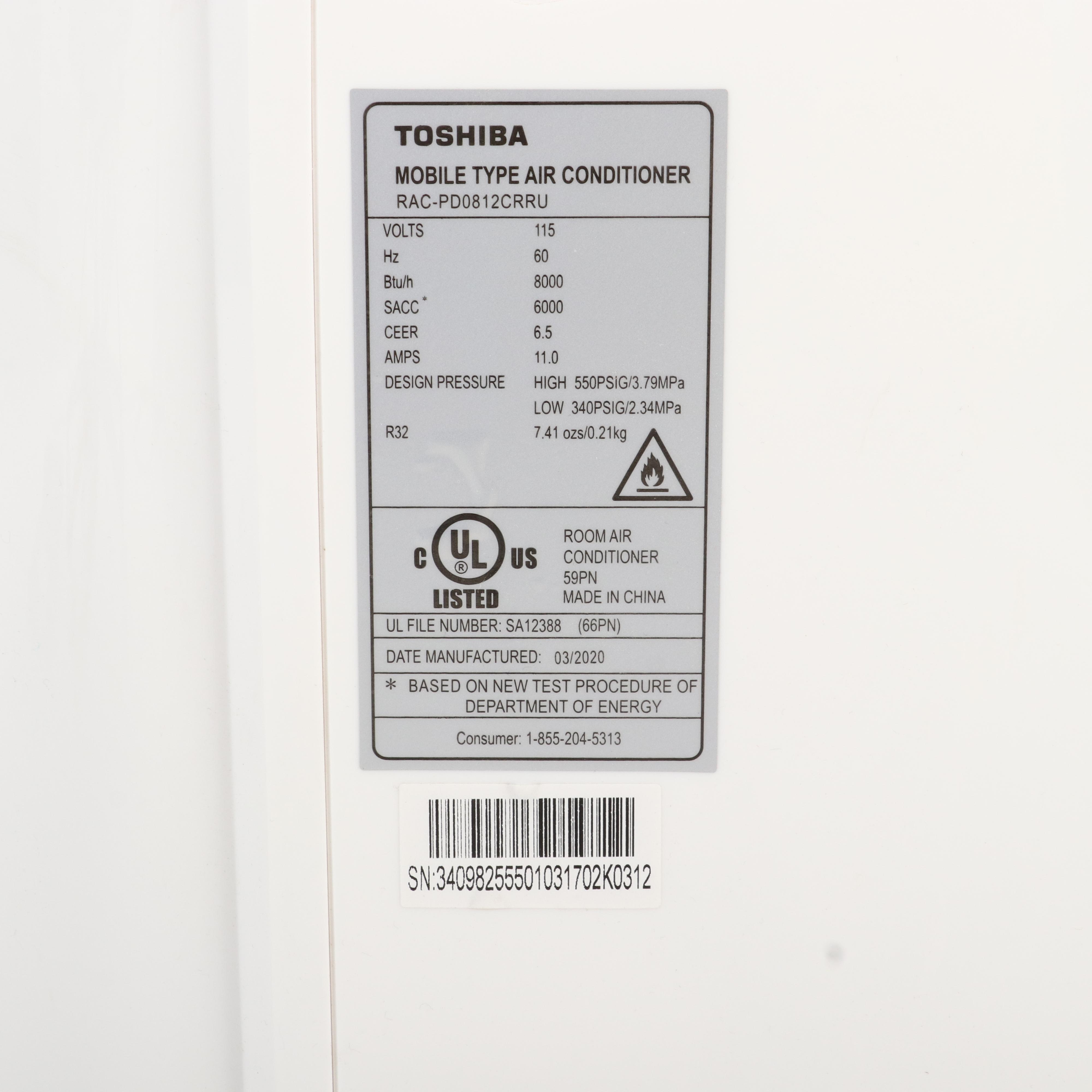 Toshiba Portable Air Conditioner with Remote