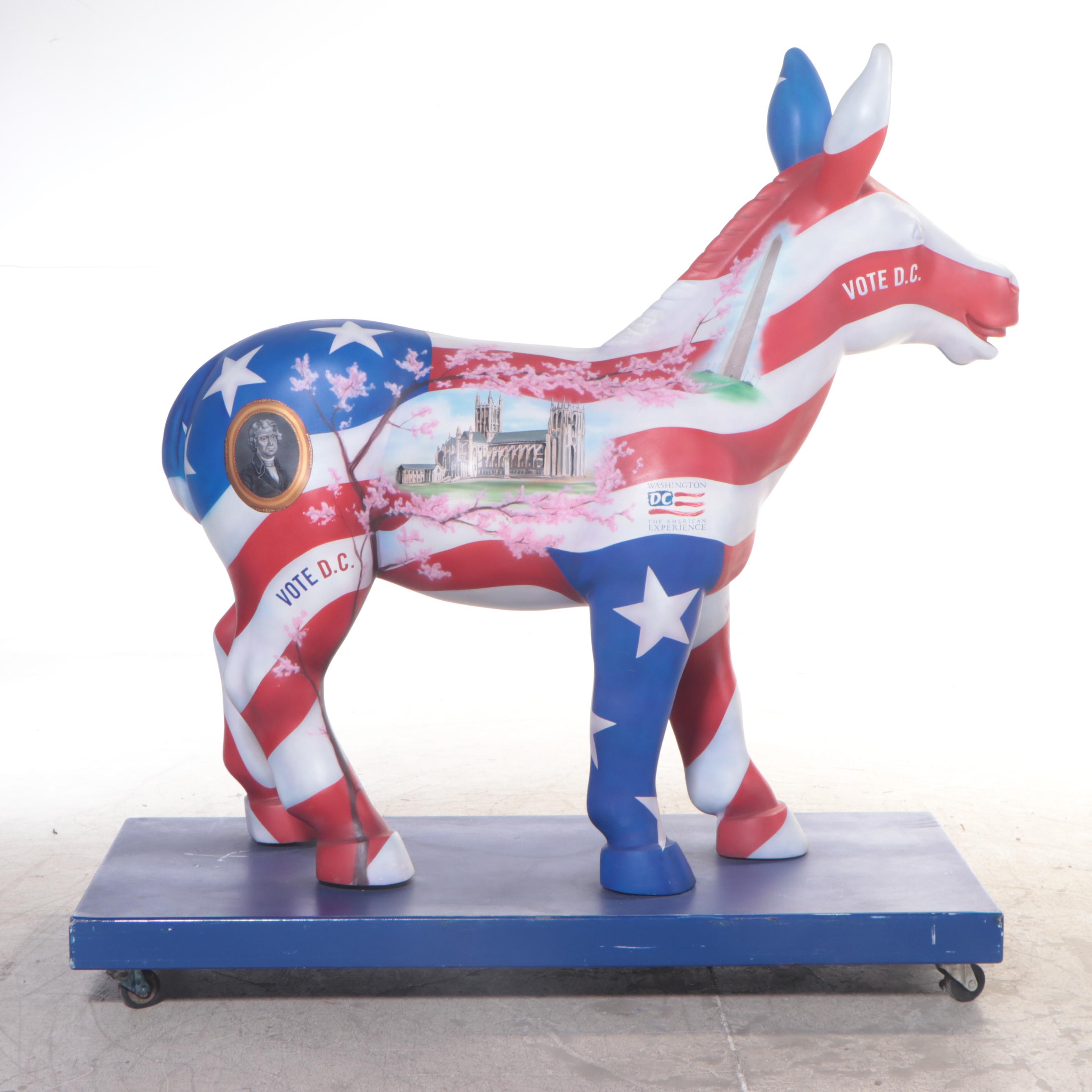 Democratic "Vote D.C." Donkey Parade Float Figure on Rolling Base
