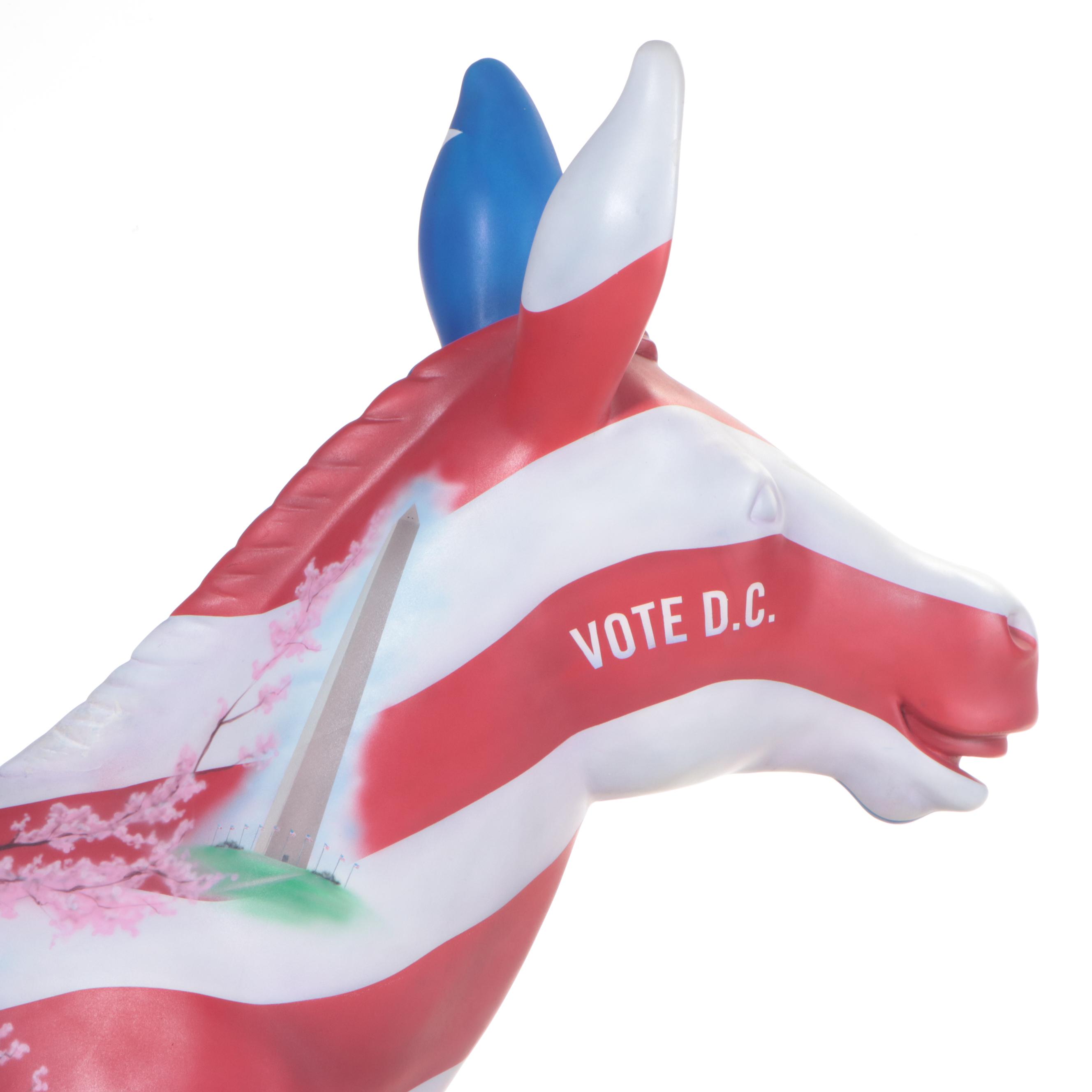 Democratic "Vote D.C." Donkey Parade Float Figure on Rolling Base