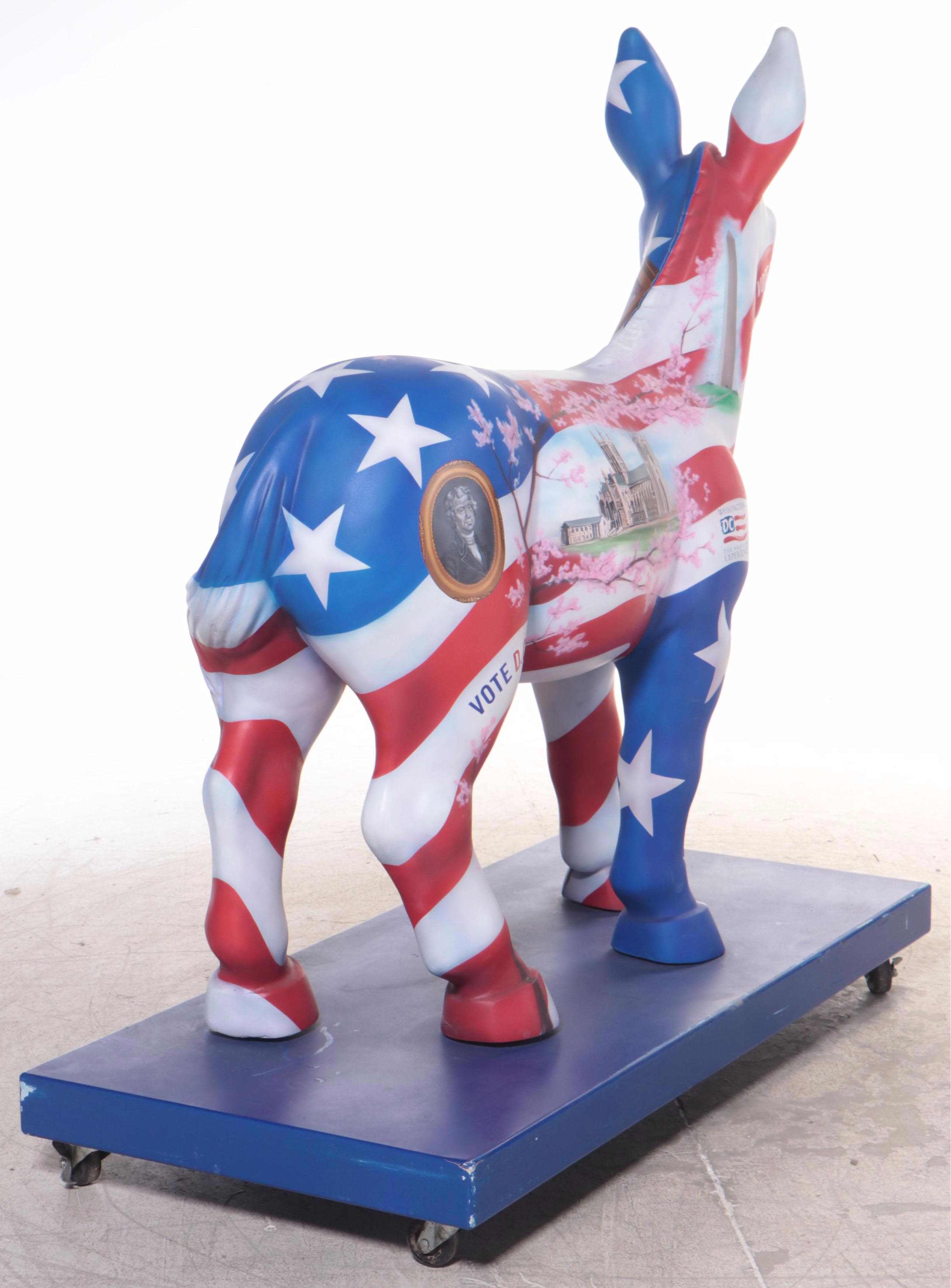 Democratic "Vote D.C." Donkey Parade Float Figure on Rolling Base