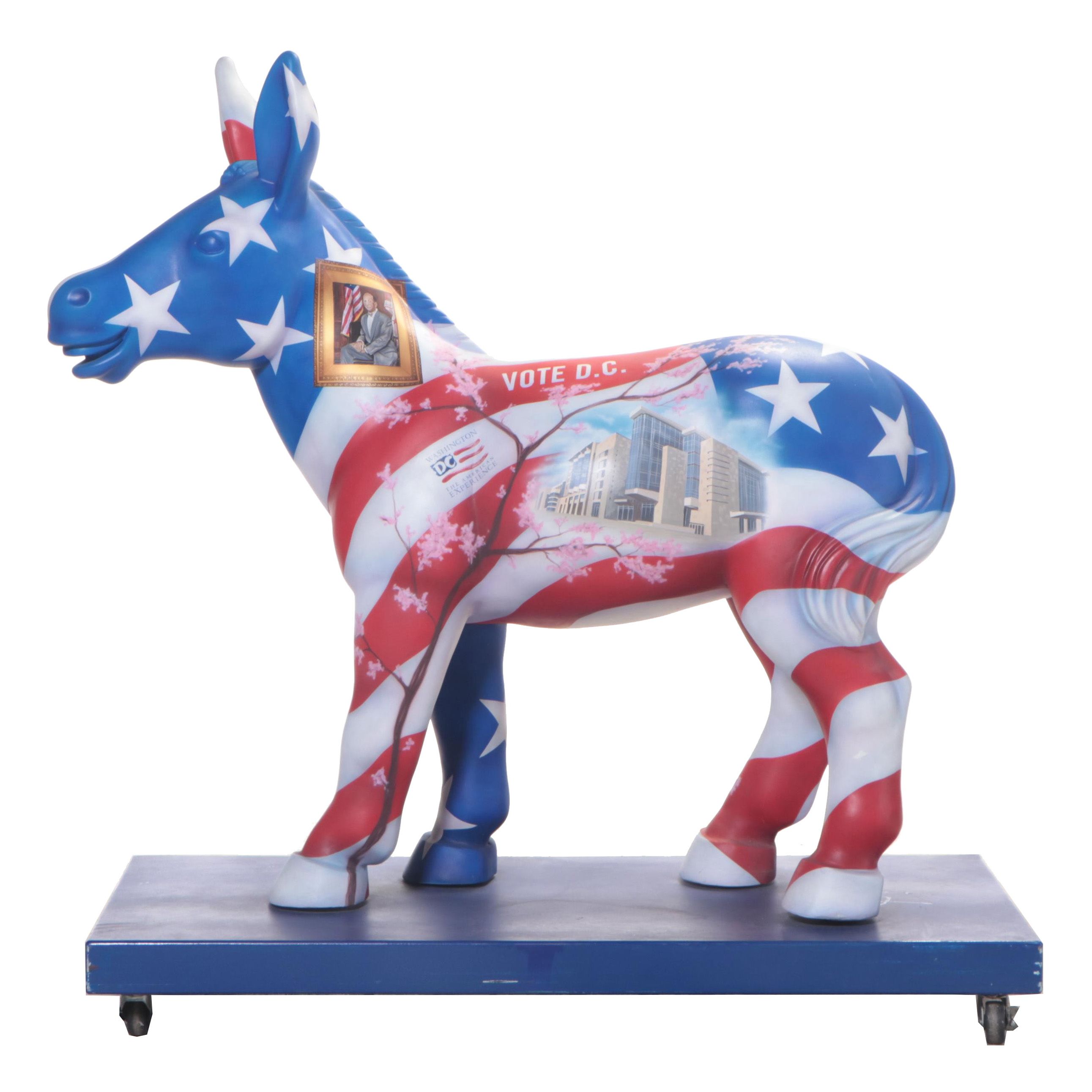 Democratic "Vote D.C." Donkey Parade Float Figure on Rolling Base