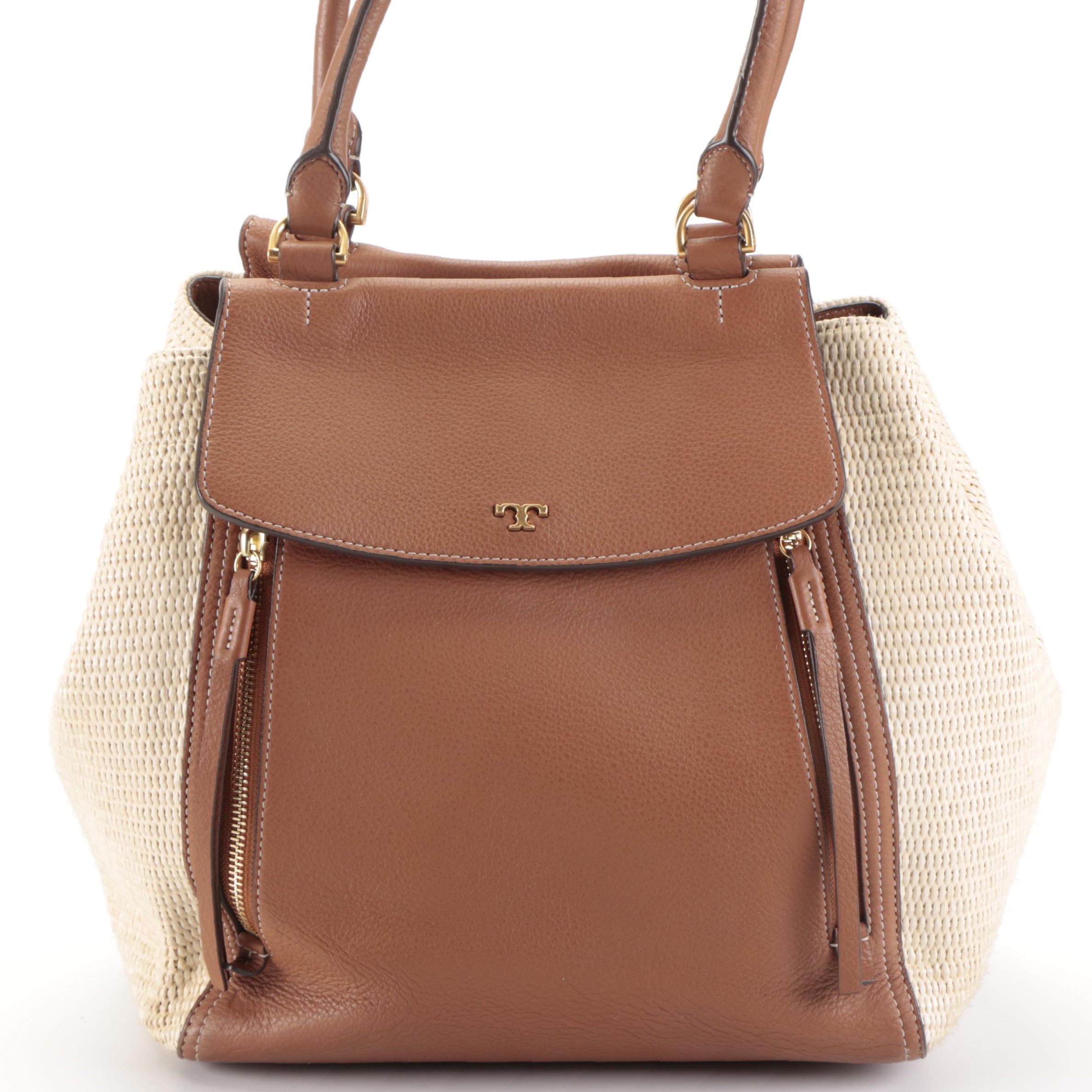 Tory Burch Satchel in Raffia and Leather