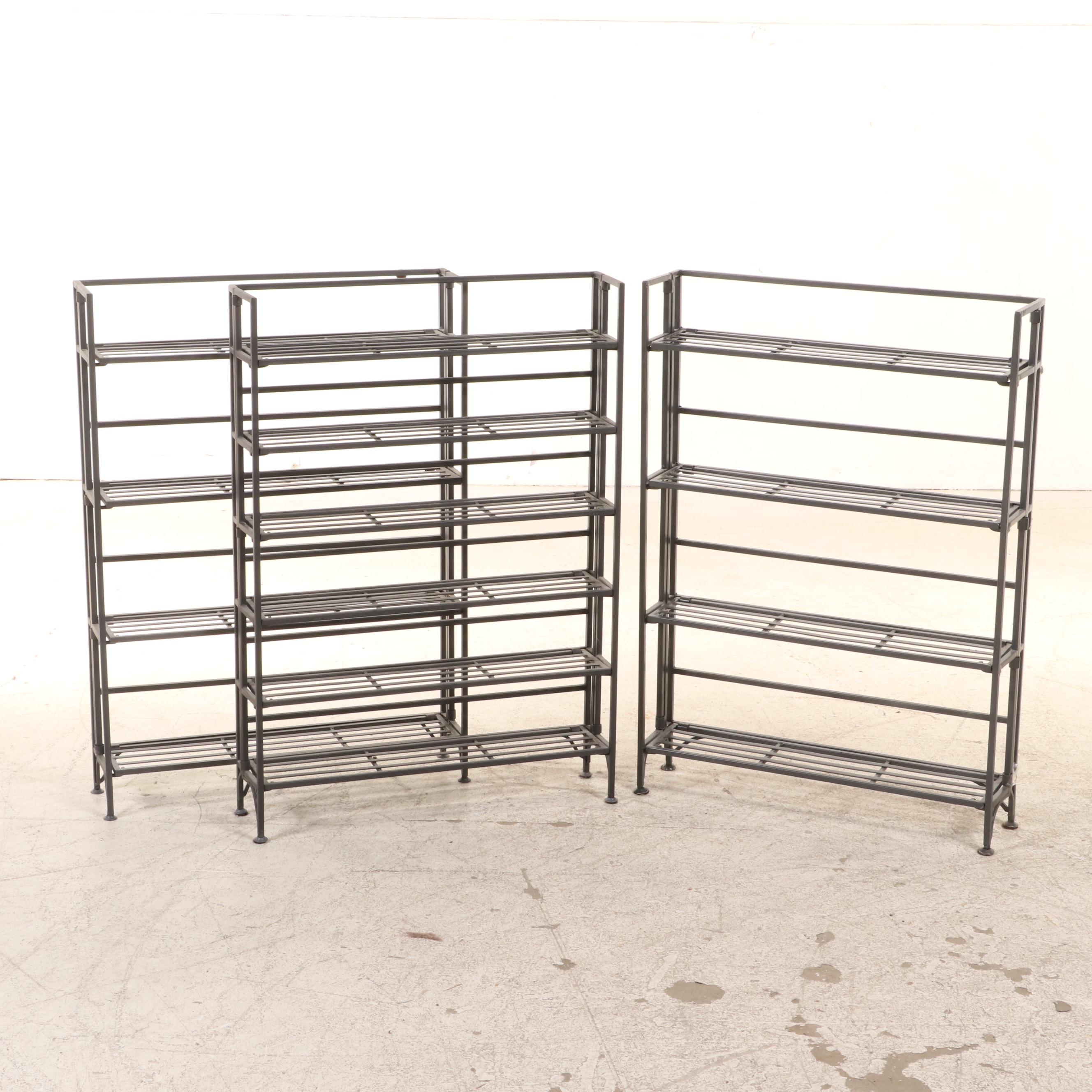 Three Folding Metal CD Storage Racks