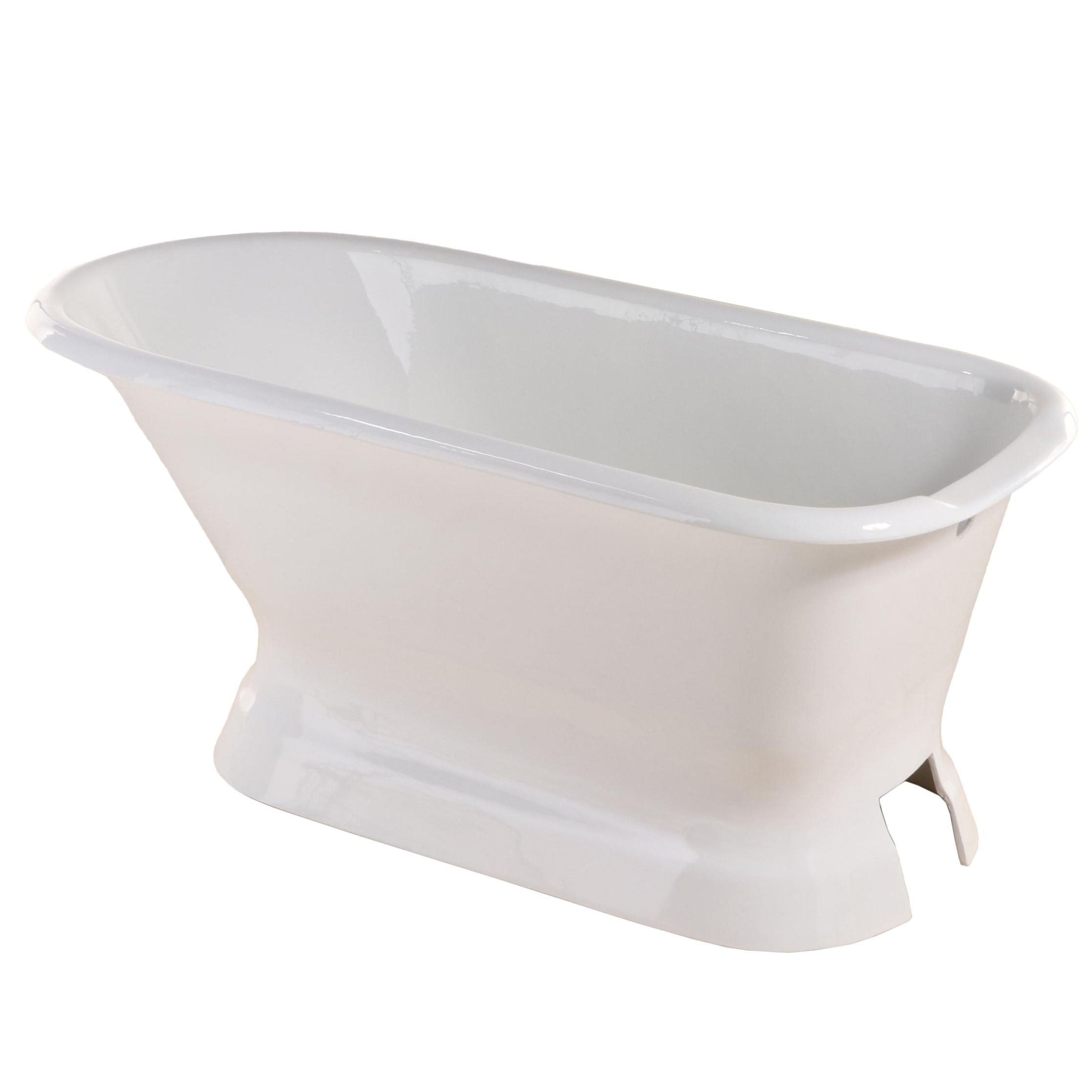 60" Freestanding Enameled Cast Iron Pedestal Tub in White