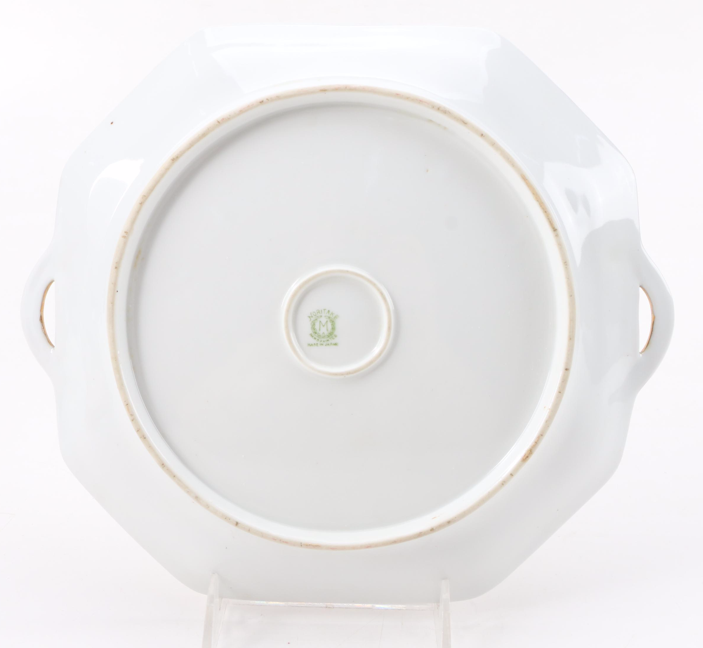 Noritake Imari Style Porcelain Bread and Butter Plates and Handled Serving Dish