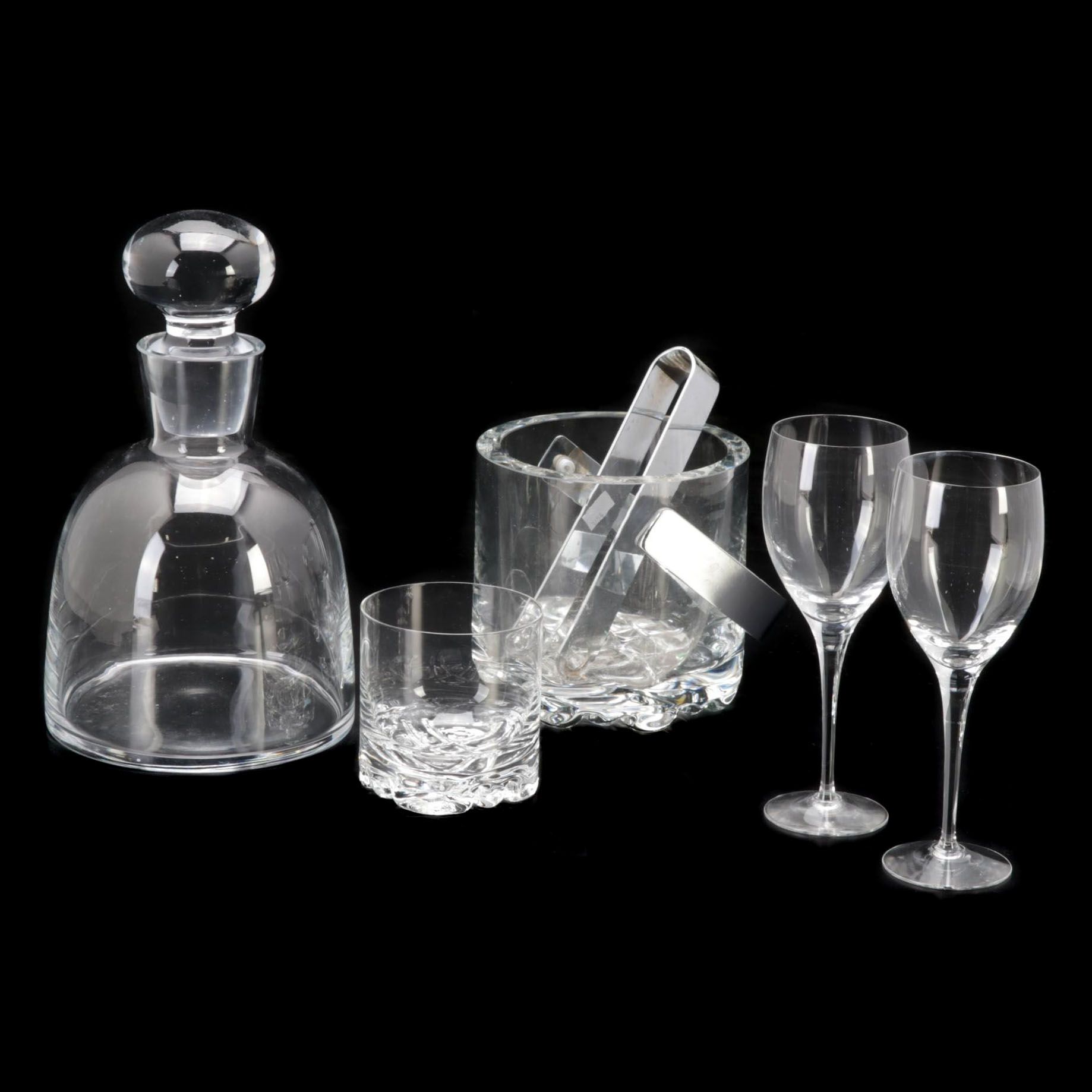 Orrefors "Erik" Ice Bucket and Glass with Other Crystal Stemware and Decanter