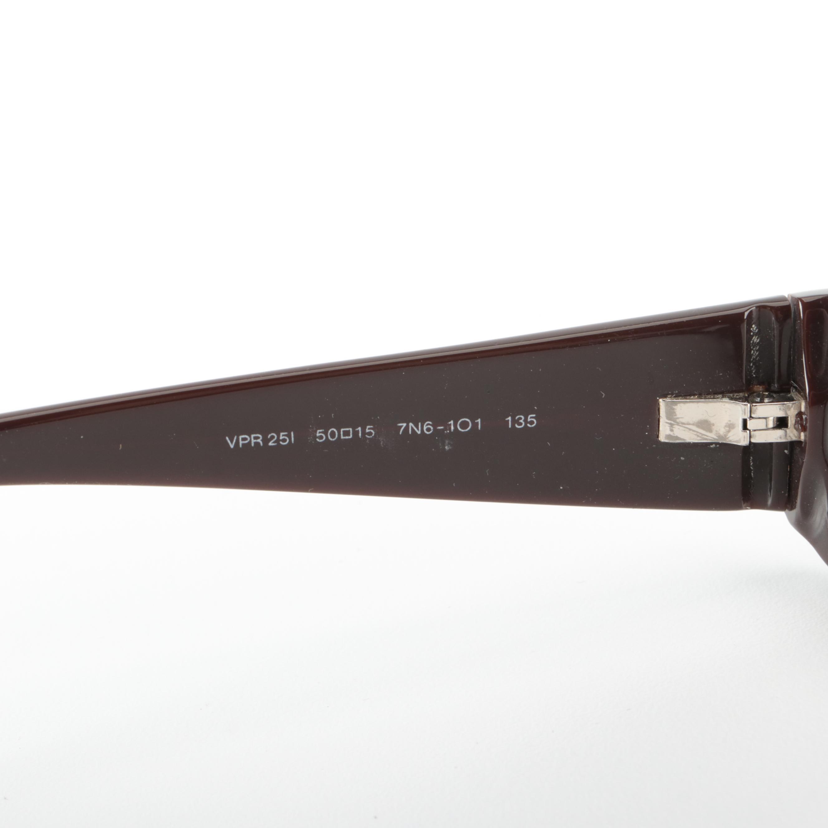 Prada VPR251 Dark Brown Rectangular Embellished Eyeglasses