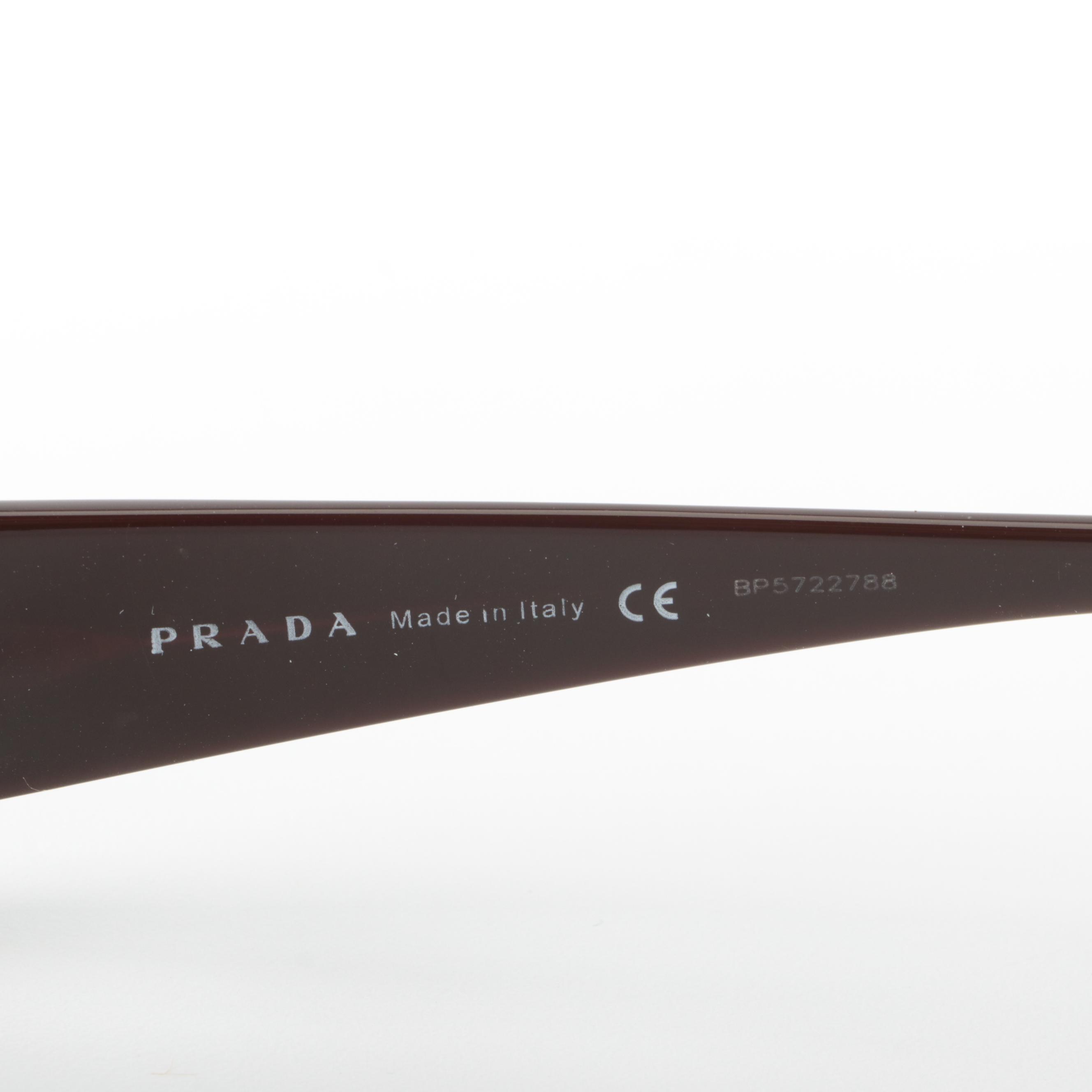 Prada VPR251 Dark Brown Rectangular Embellished Eyeglasses