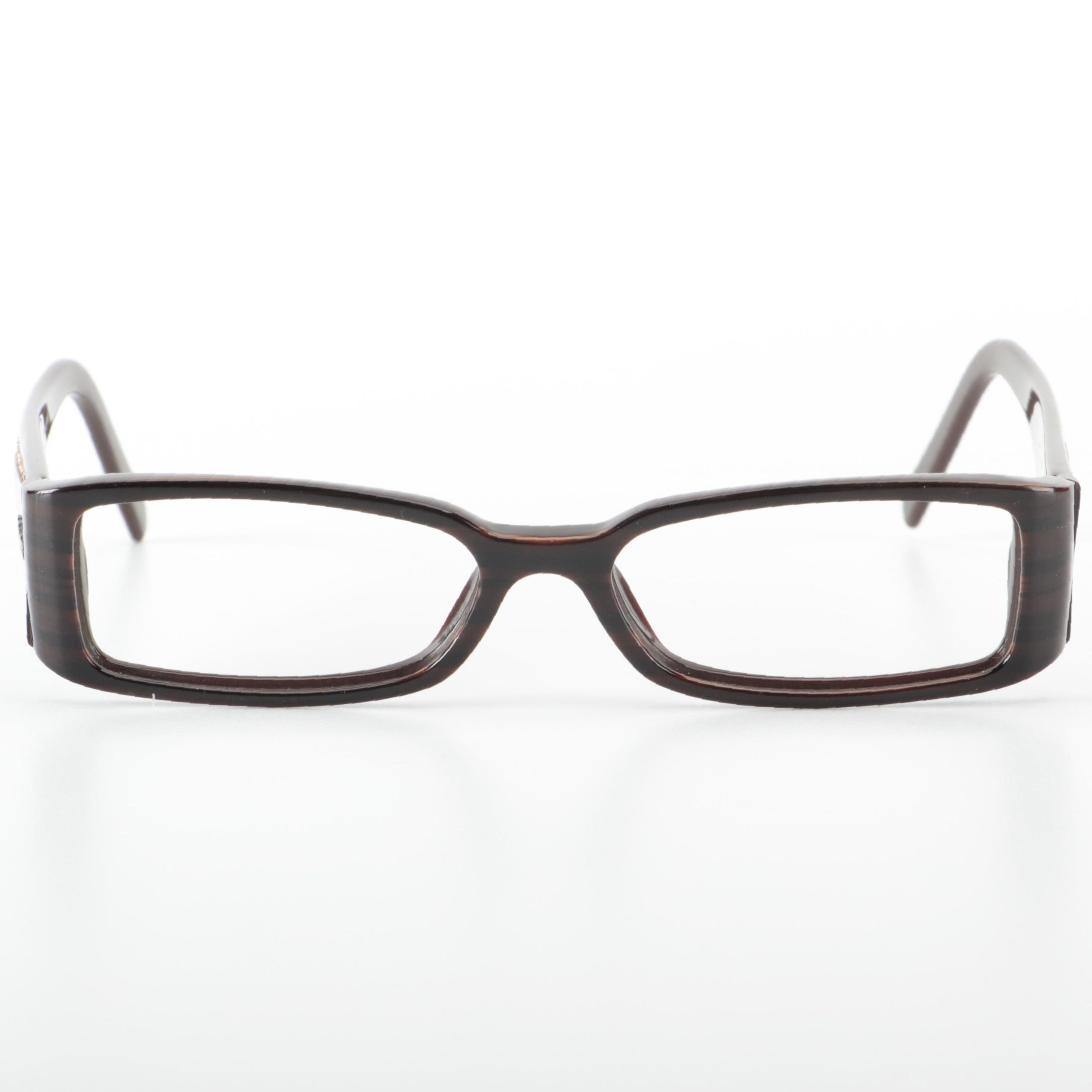 Prada VPR251 Dark Brown Rectangular Embellished Eyeglasses
