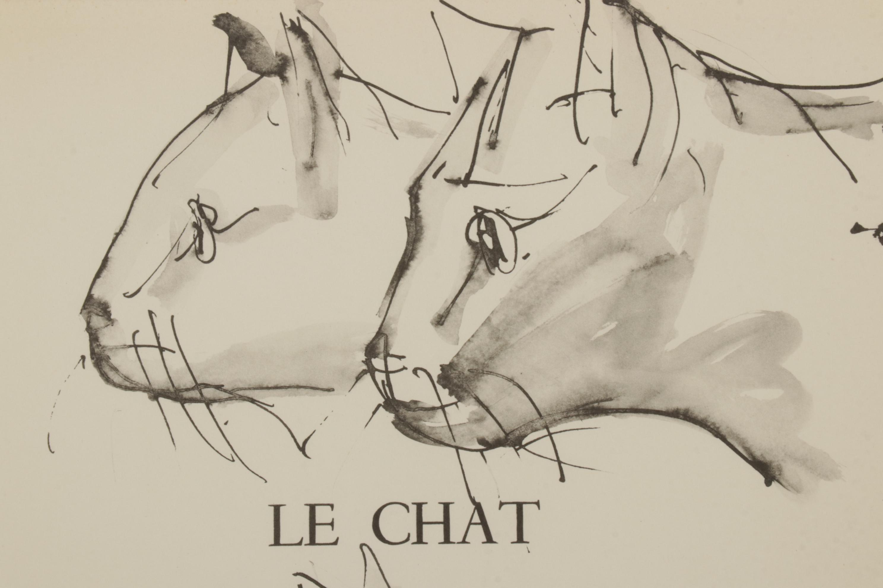 Collotype After Pablo Picasso "Le chat" From "40 Dessins de Picasso," 1957