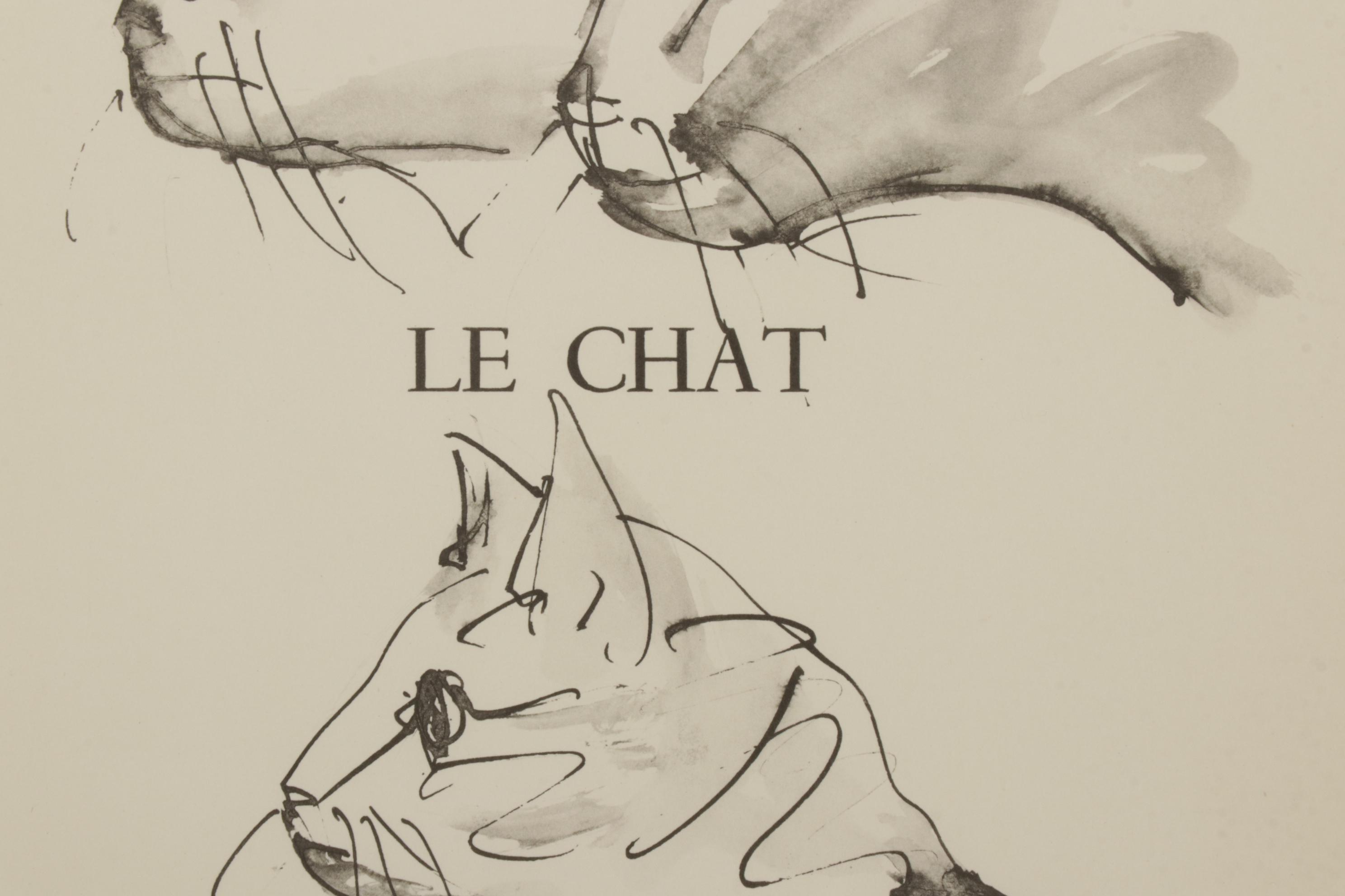 Collotype After Pablo Picasso "Le chat" From "40 Dessins de Picasso," 1957