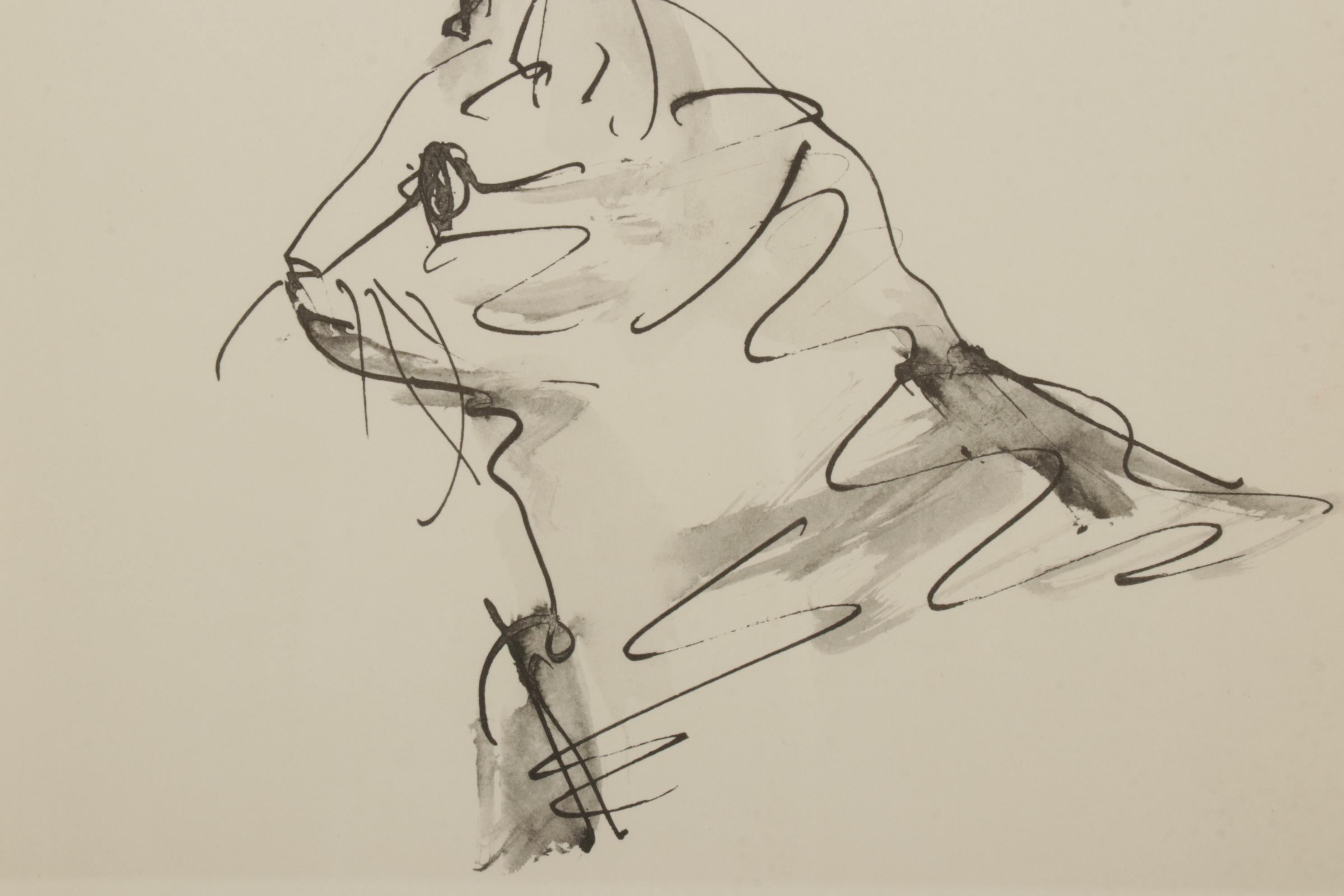 Collotype After Pablo Picasso "Le chat" From "40 Dessins de Picasso," 1957