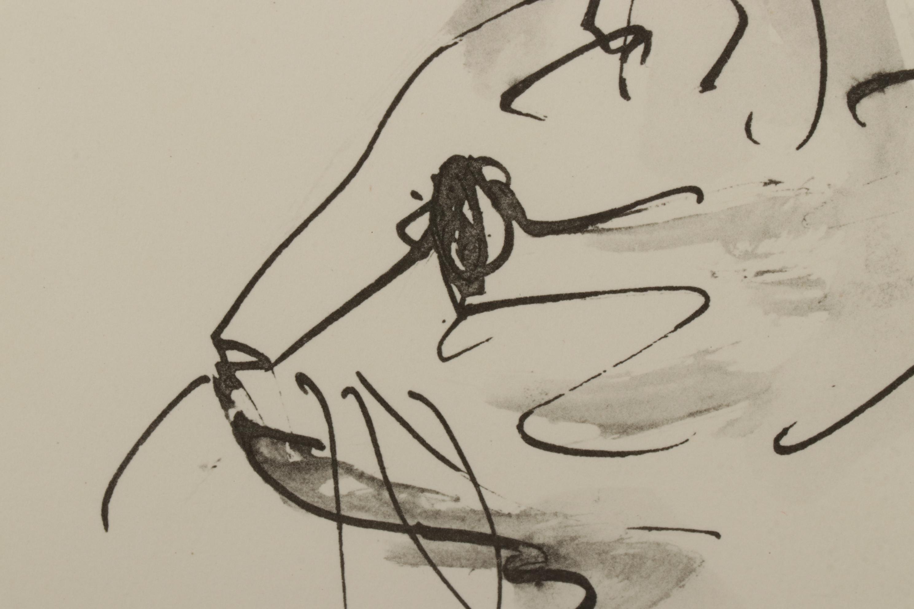 Collotype After Pablo Picasso "Le chat" From "40 Dessins de Picasso," 1957