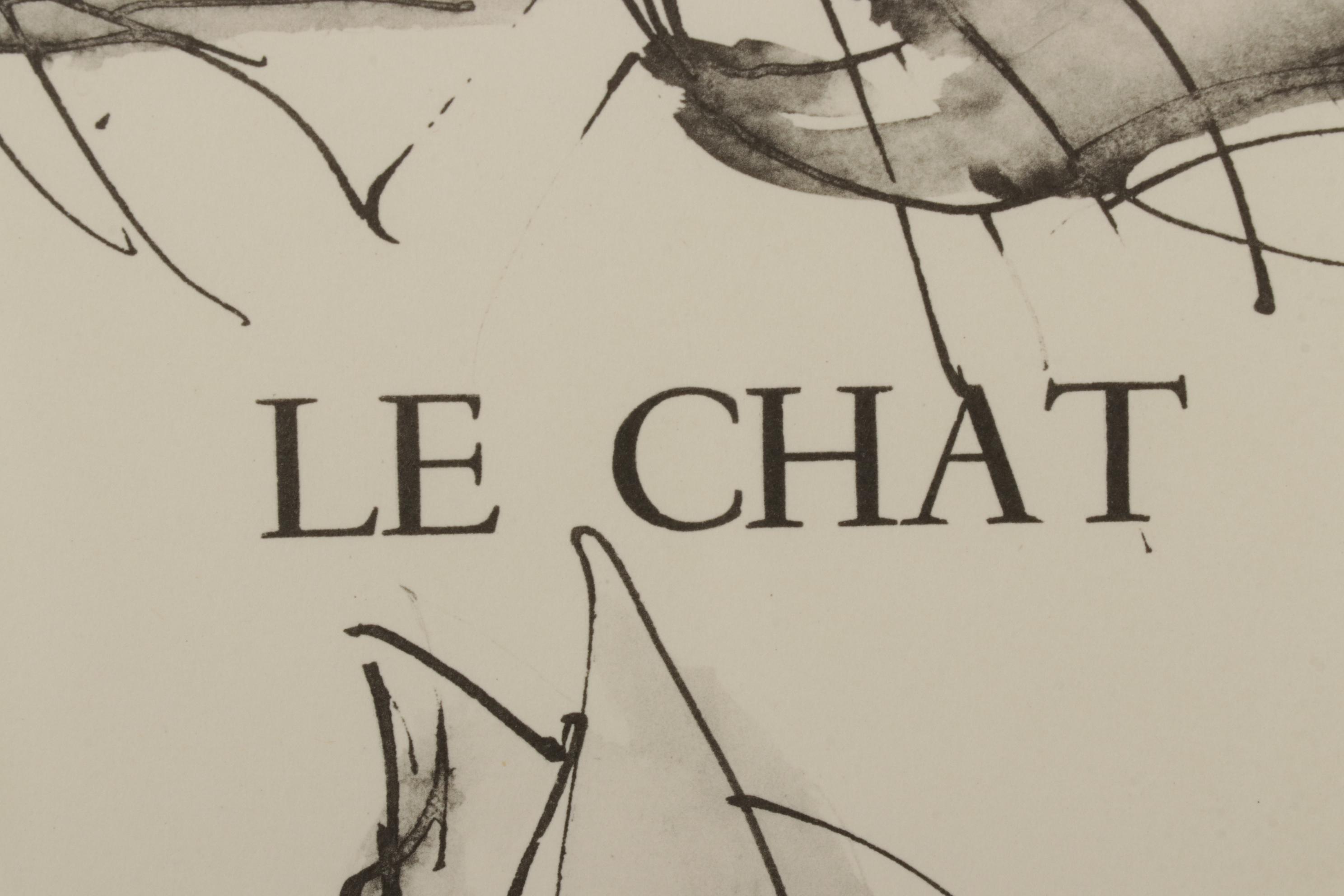 Collotype After Pablo Picasso "Le chat" From "40 Dessins de Picasso," 1957