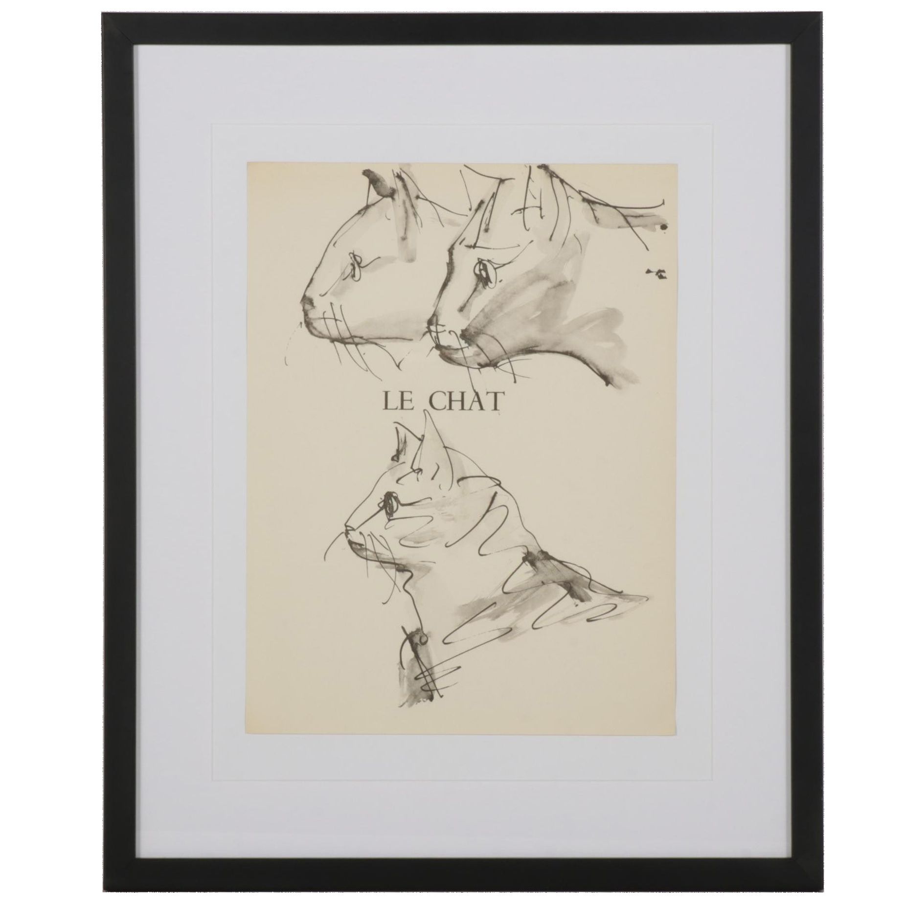 Collotype After Pablo Picasso "Le chat" From "40 Dessins de Picasso," 1957