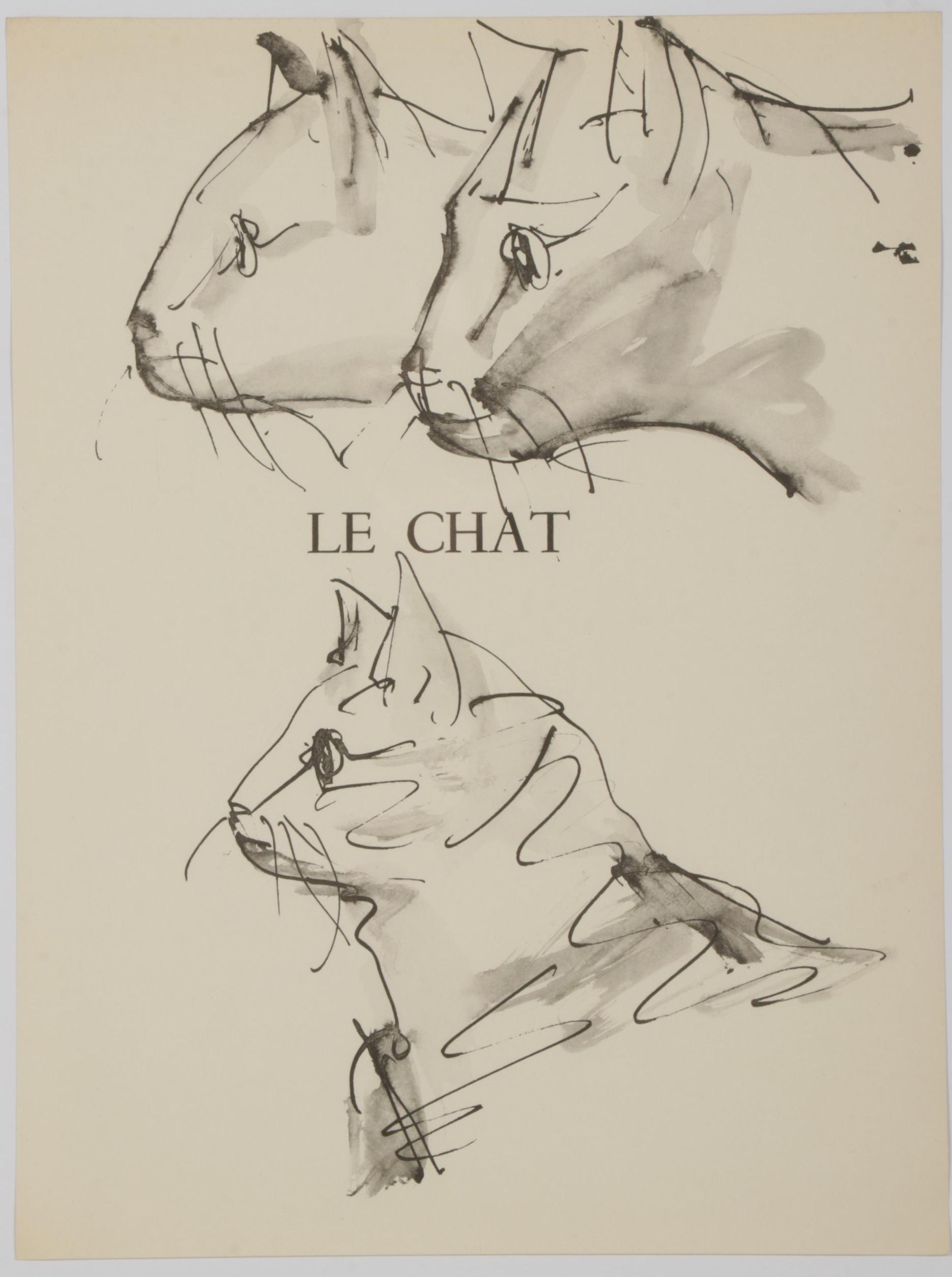 Collotype After Pablo Picasso "Le chat" From "40 Dessins de Picasso," 1957
