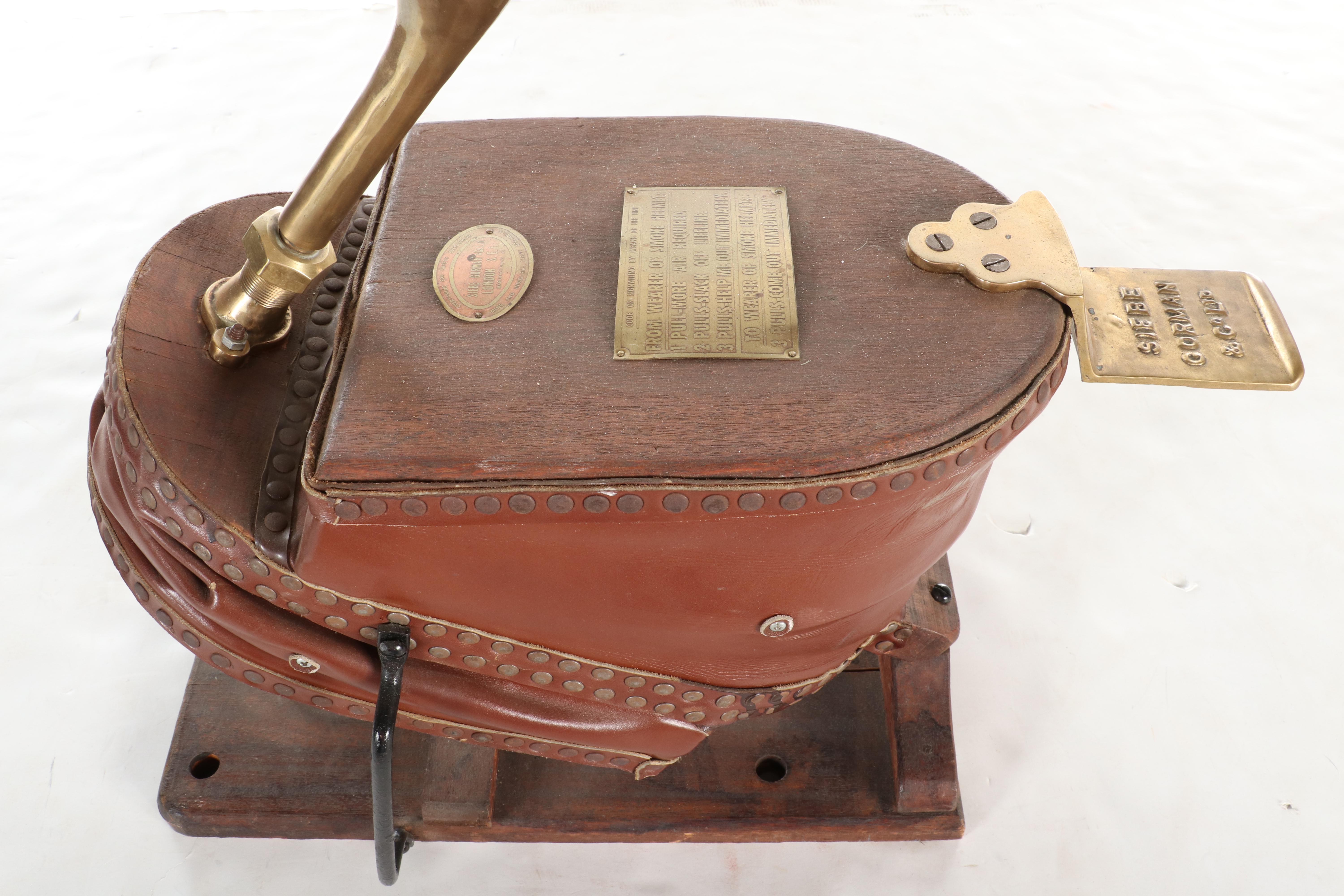 English Siebe Gorman Ltd Firefighter's Manual Bellows Air Pump with Brass Horn