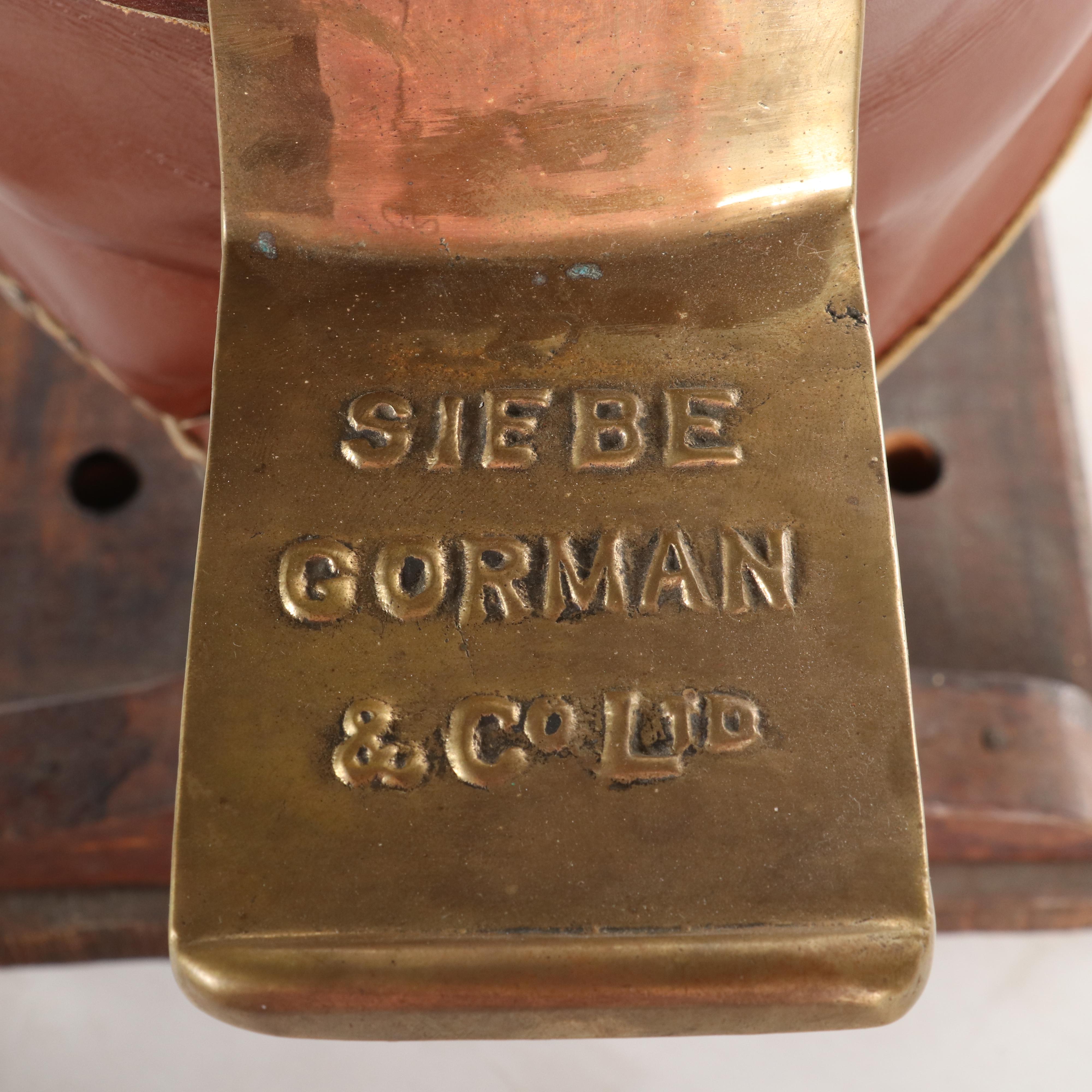 English Siebe Gorman Ltd Firefighter's Manual Bellows Air Pump with Brass Horn