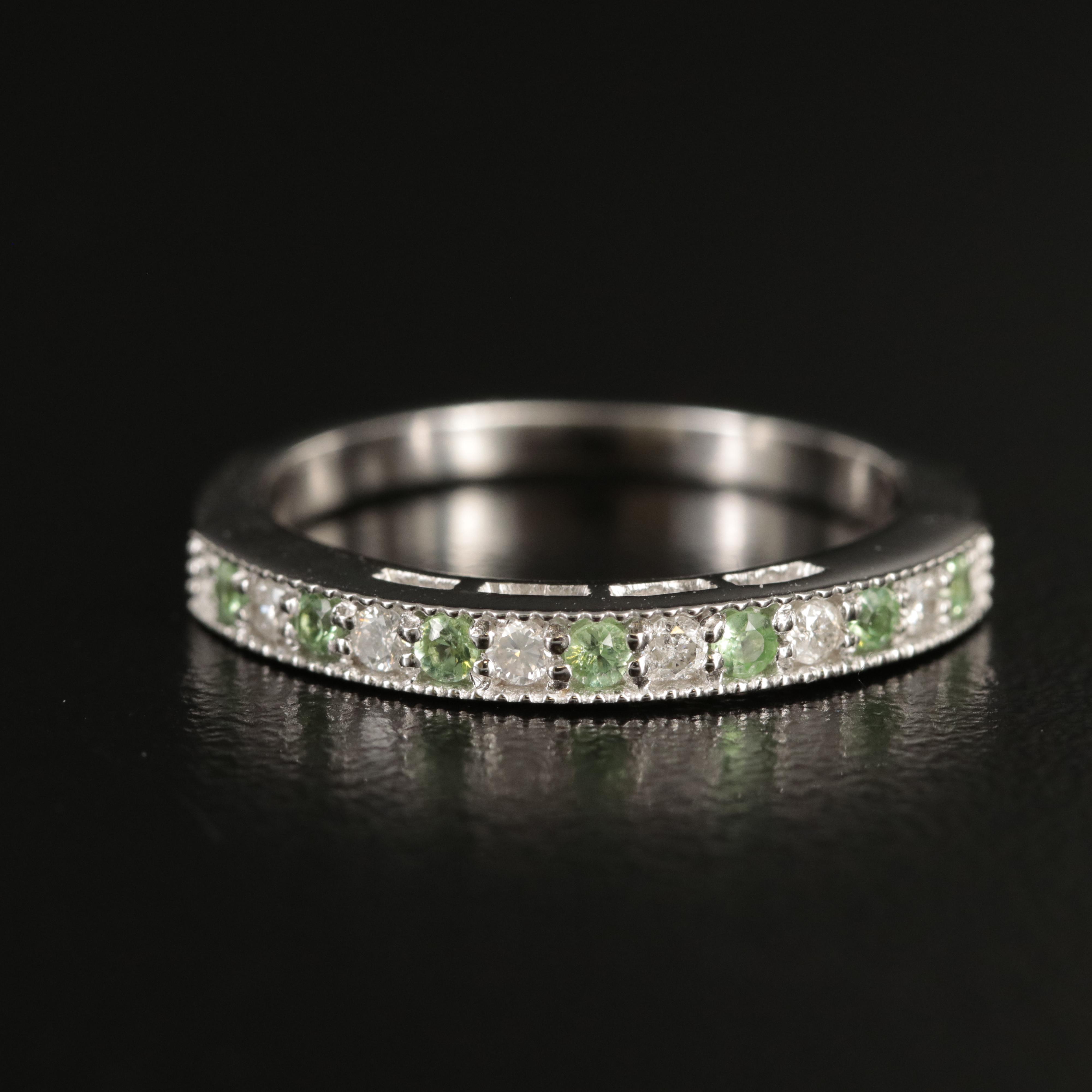 10K Diamond and Peridot Stackable Ring