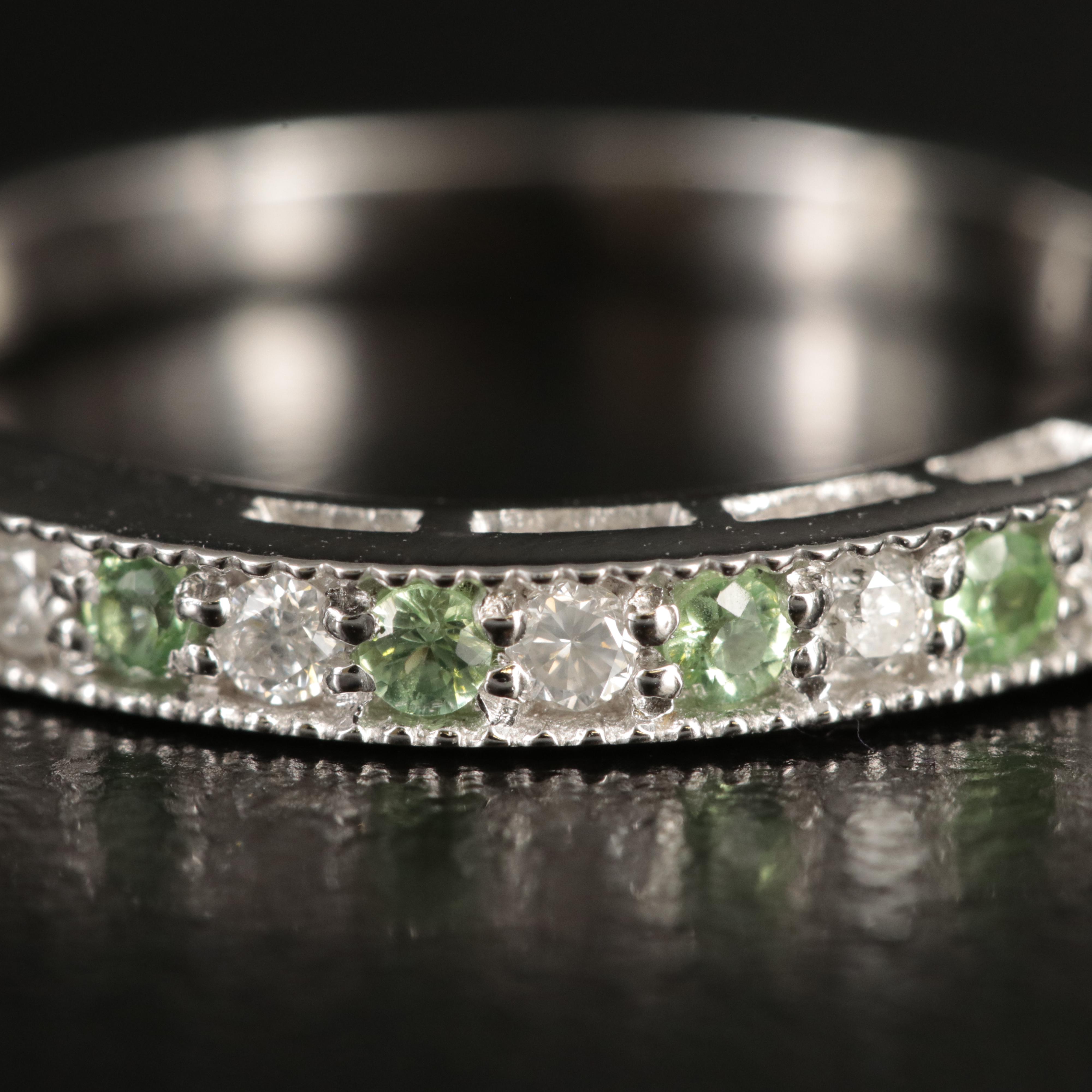 10K Diamond and Peridot Stackable Ring