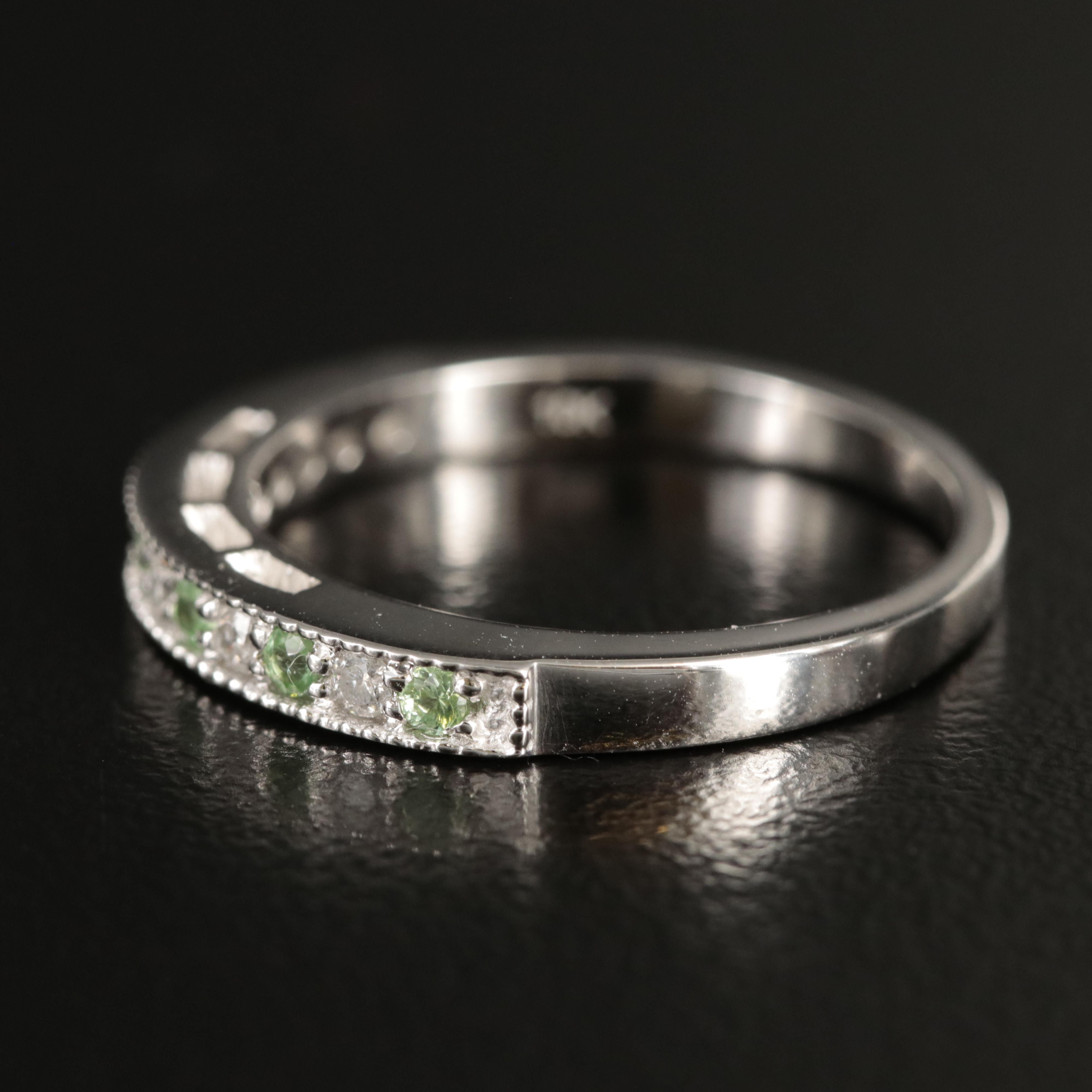 10K Diamond and Peridot Stackable Ring