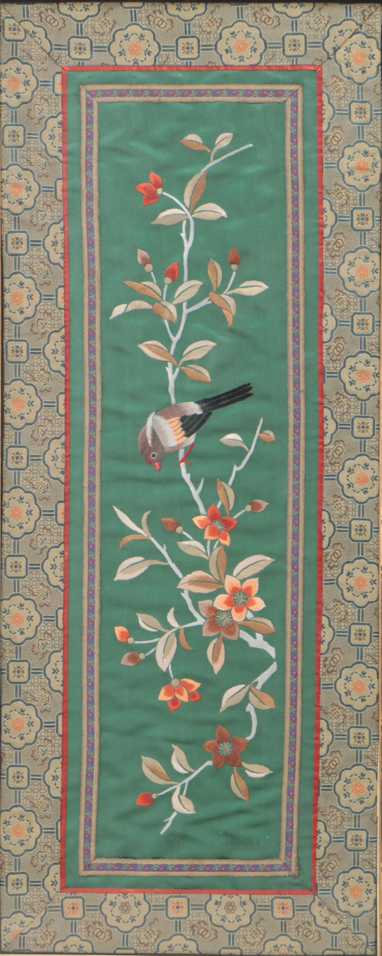 East Asian Style Silk Floral Embroidery Wall Hangings