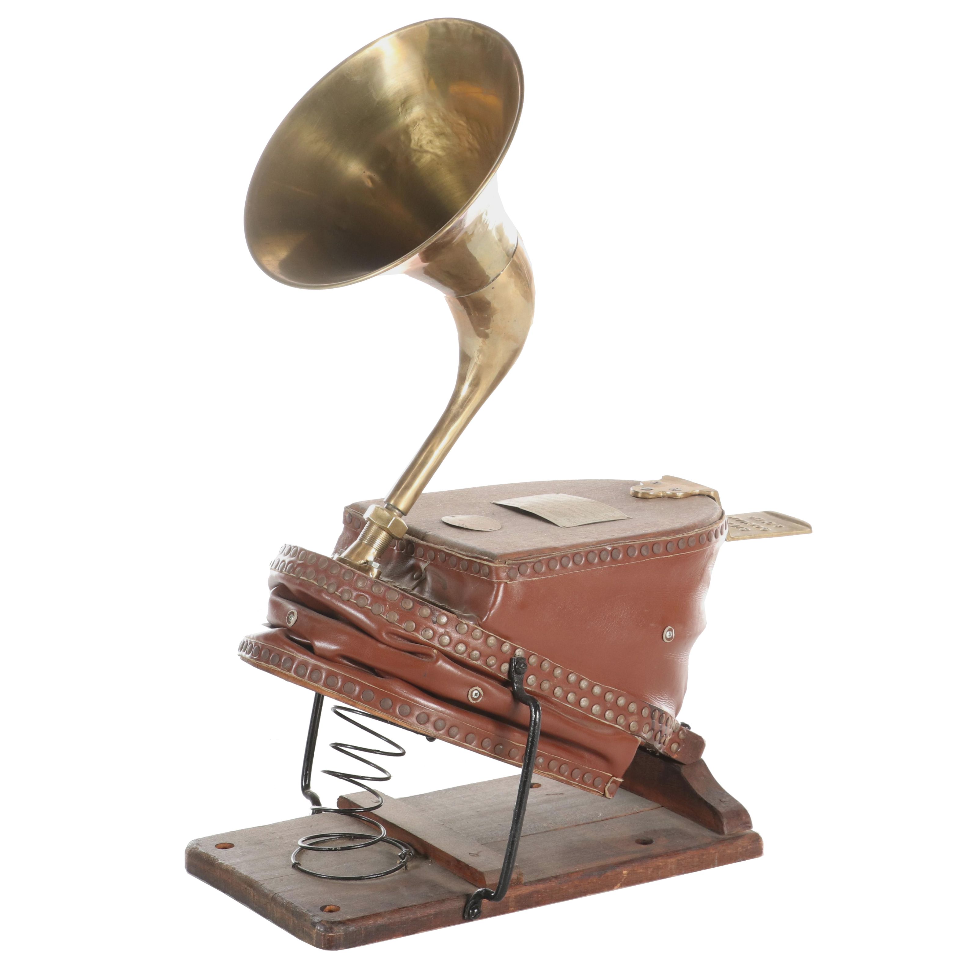 English Siebe Gorman Ltd Firefighter's Manual Bellows Air Pump with Brass Horn