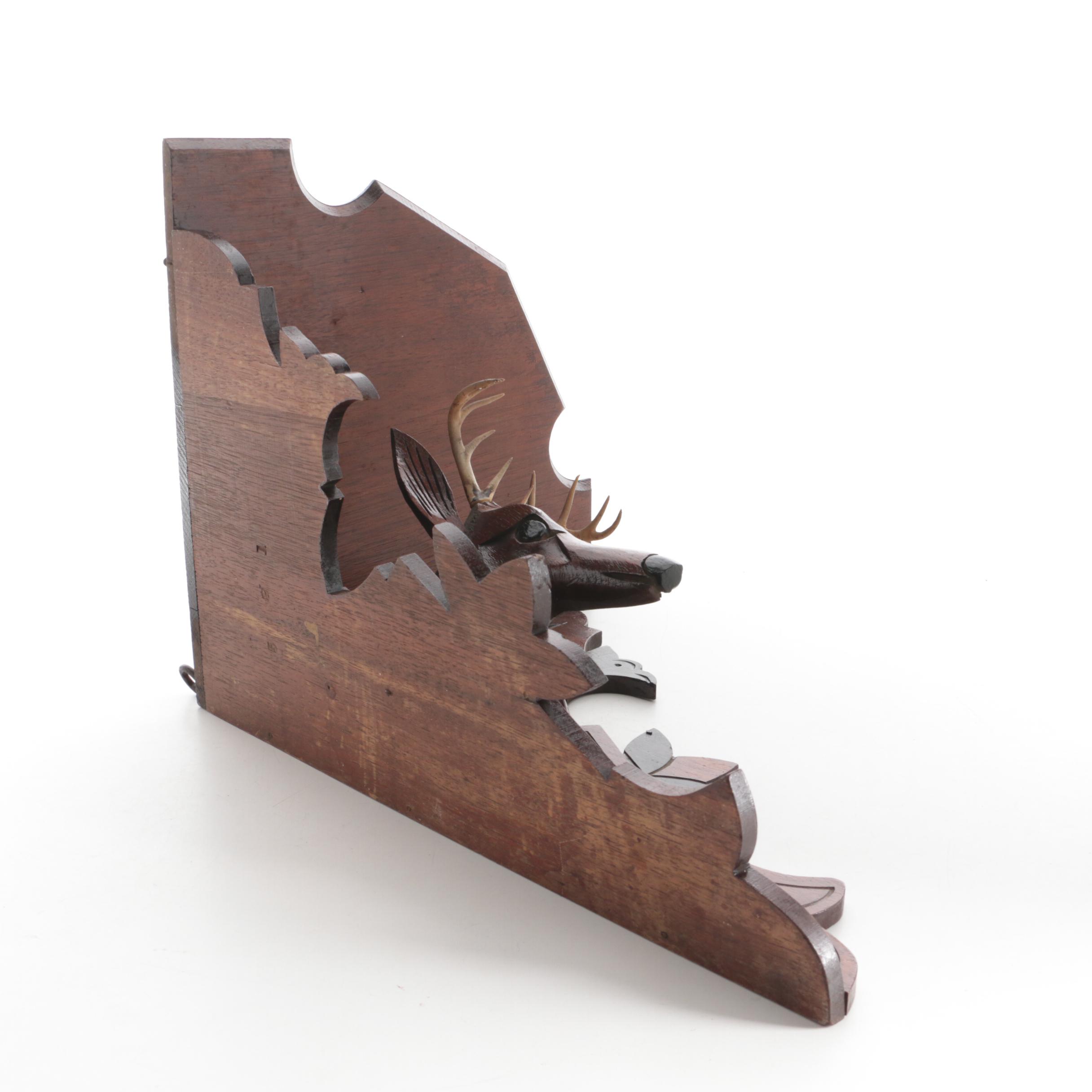 Black Forest Style Carved Walnut Corner Shelf, Early to Mid 20th Century