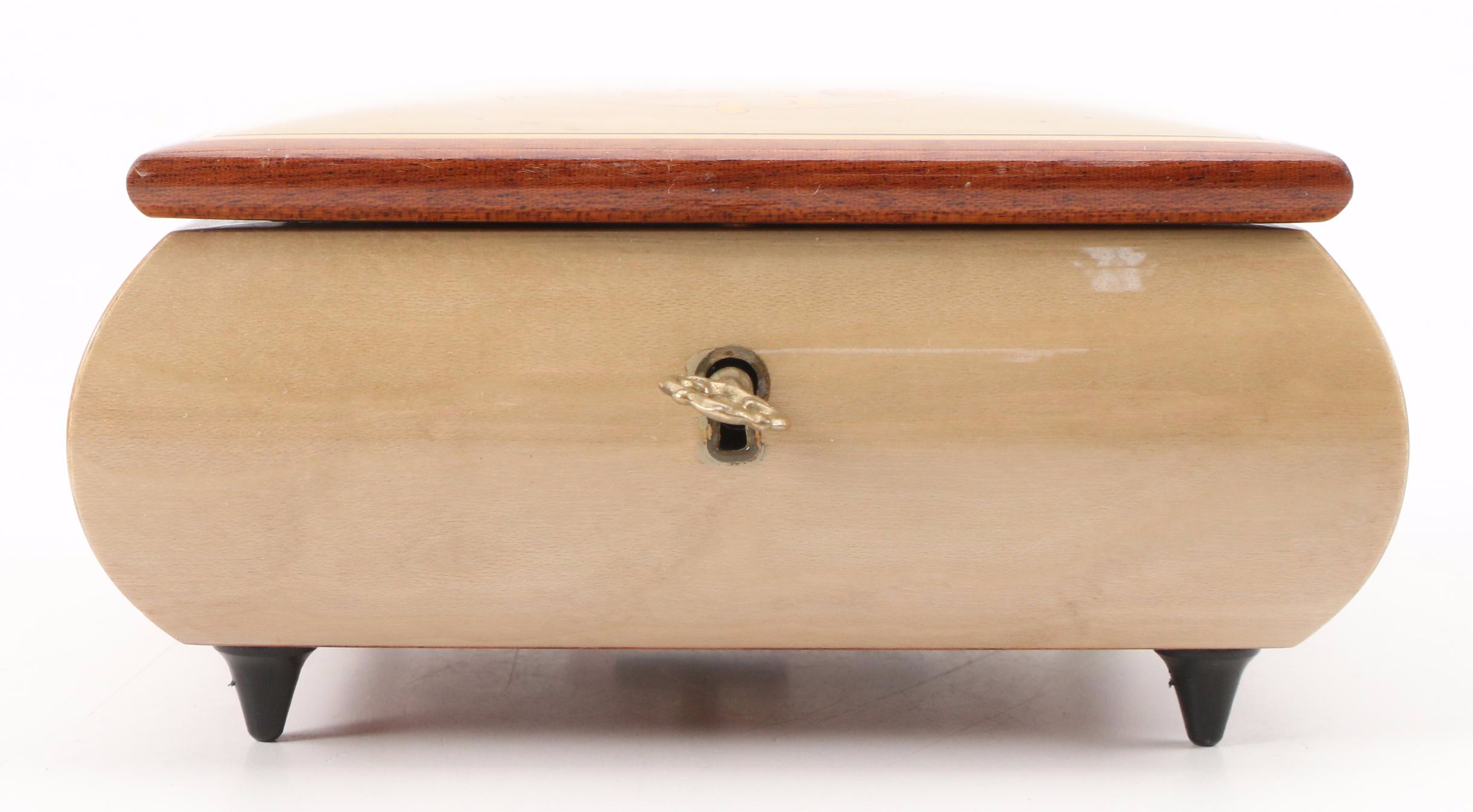 Reuge "Music Box Dancer" Italian Intarsio Inlay Wood Vanity Music Box