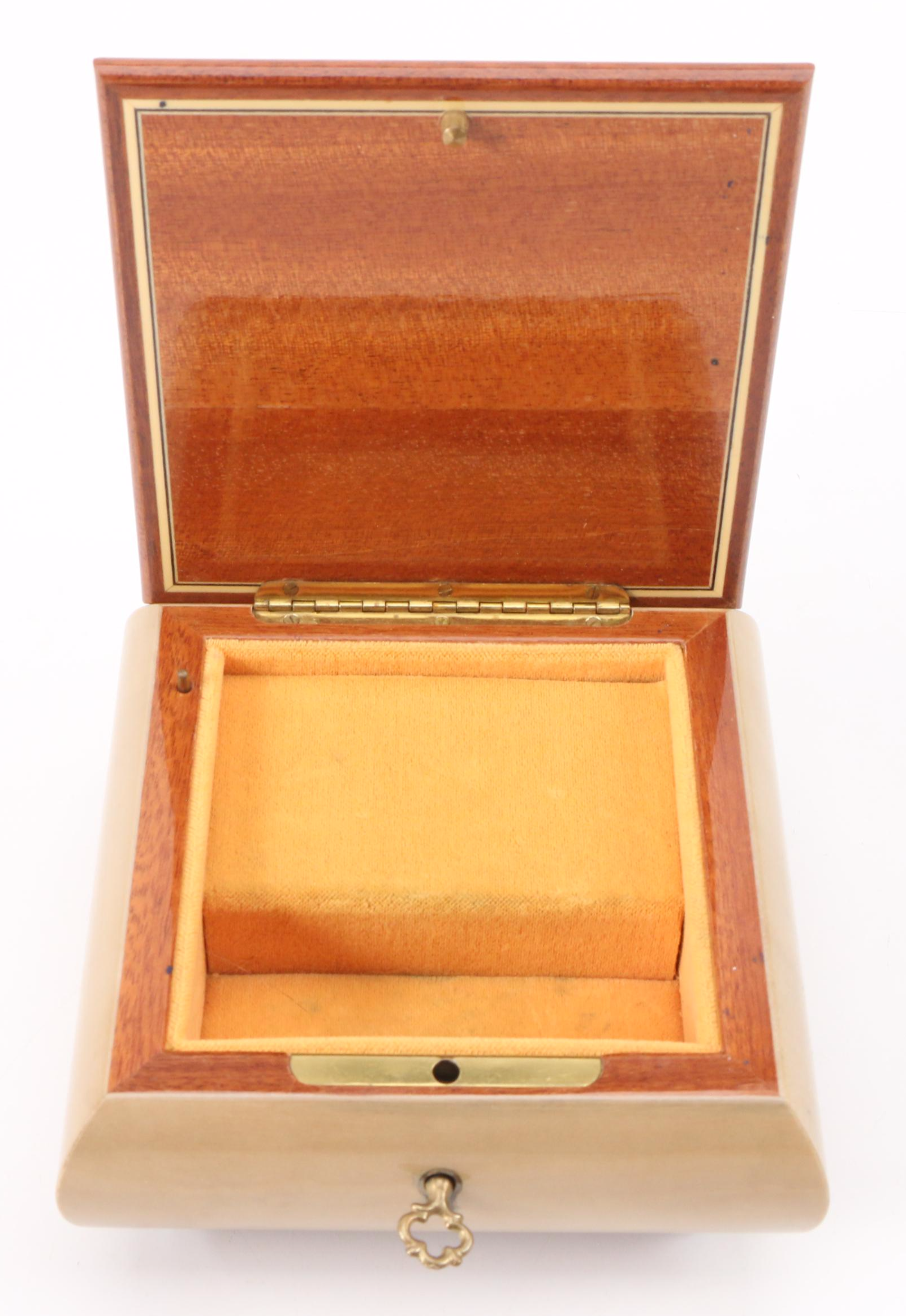 Reuge "Music Box Dancer" Italian Intarsio Inlay Wood Vanity Music Box