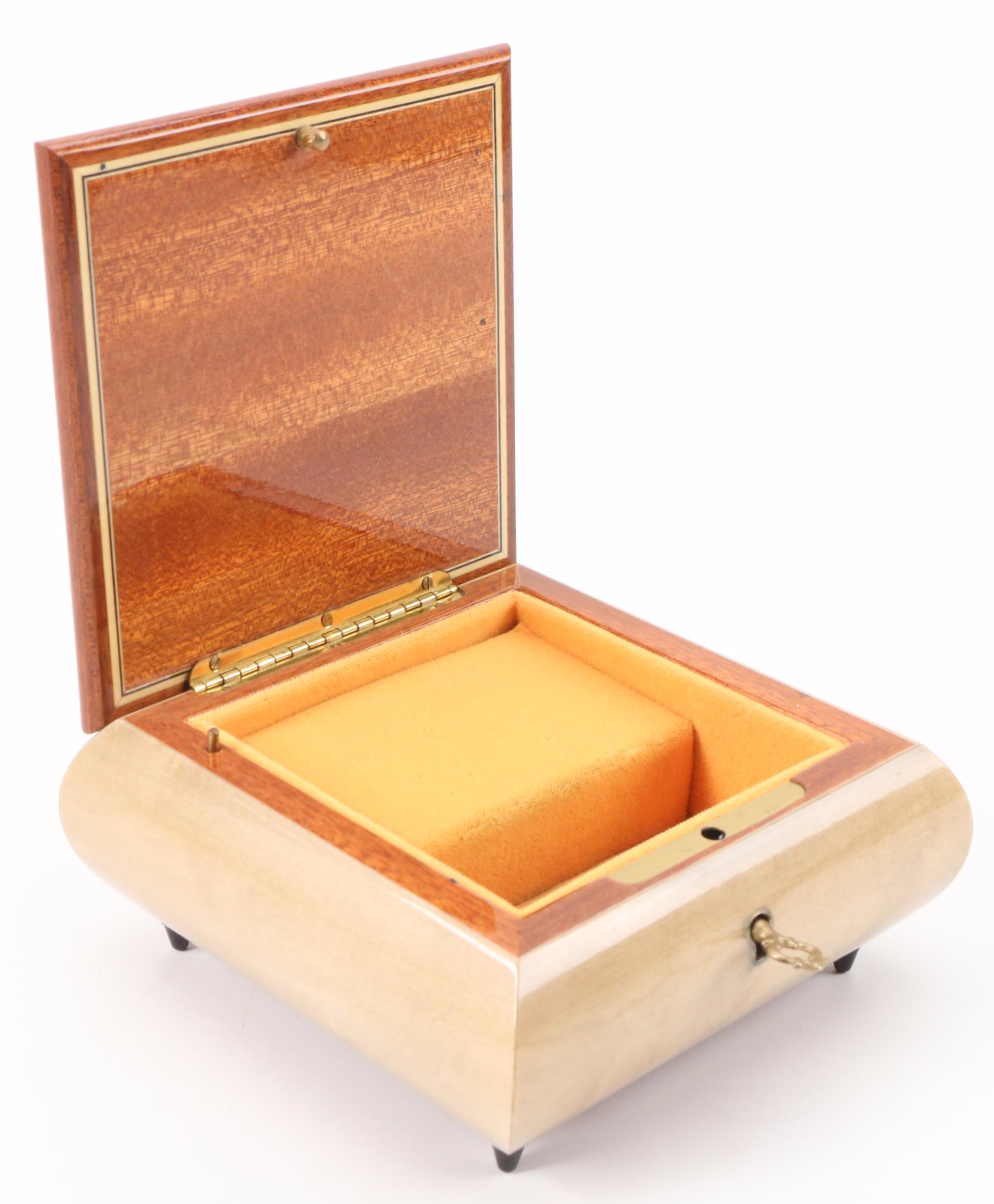 Reuge "Music Box Dancer" Italian Intarsio Inlay Wood Vanity Music Box