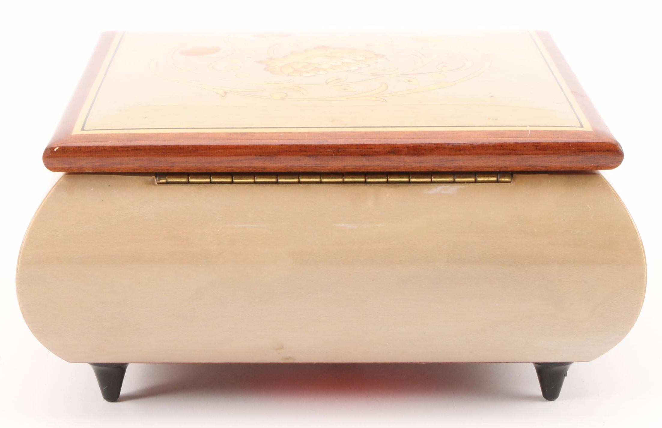 Reuge "Music Box Dancer" Italian Intarsio Inlay Wood Vanity Music Box