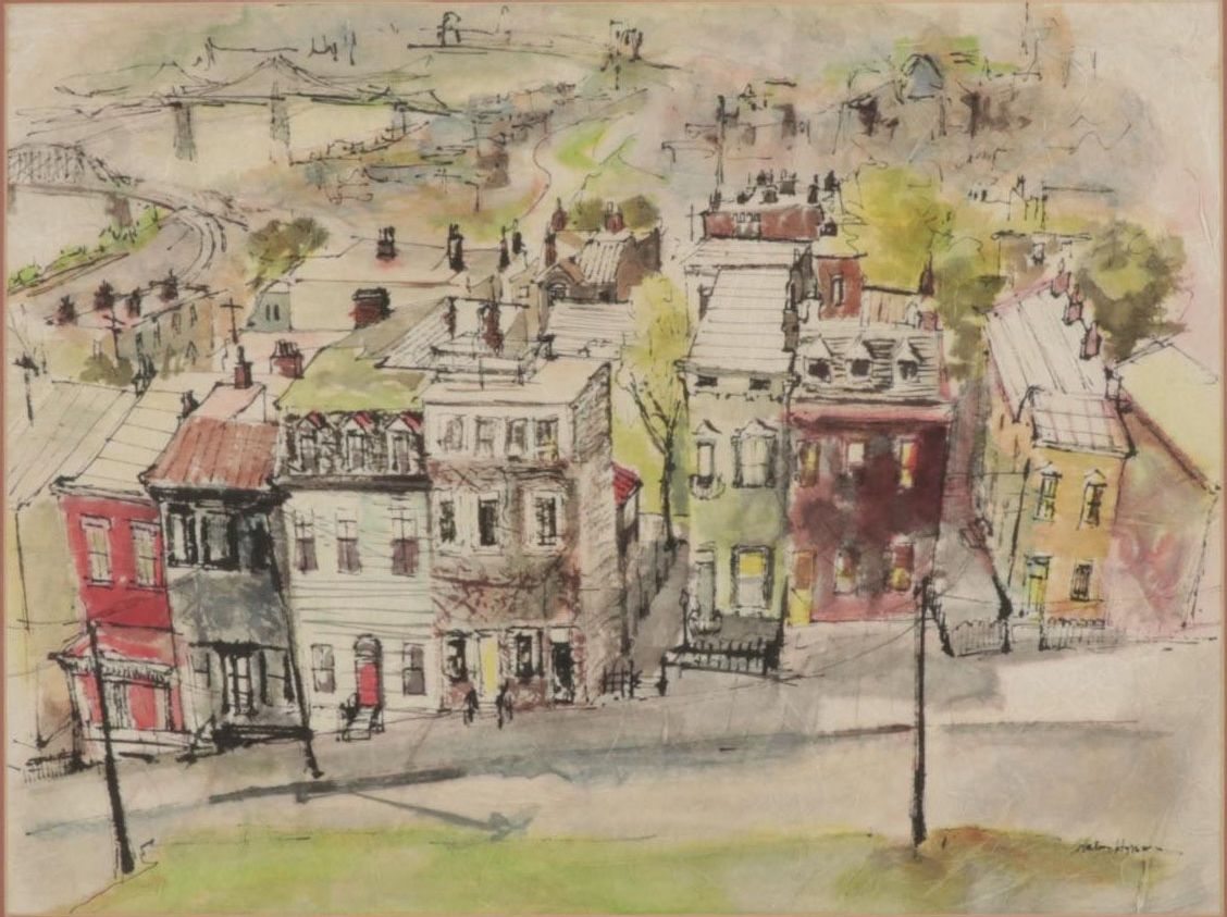 Helen Hyman View of Mount Adams Watercolor Painting, Mid to Late 20th Century