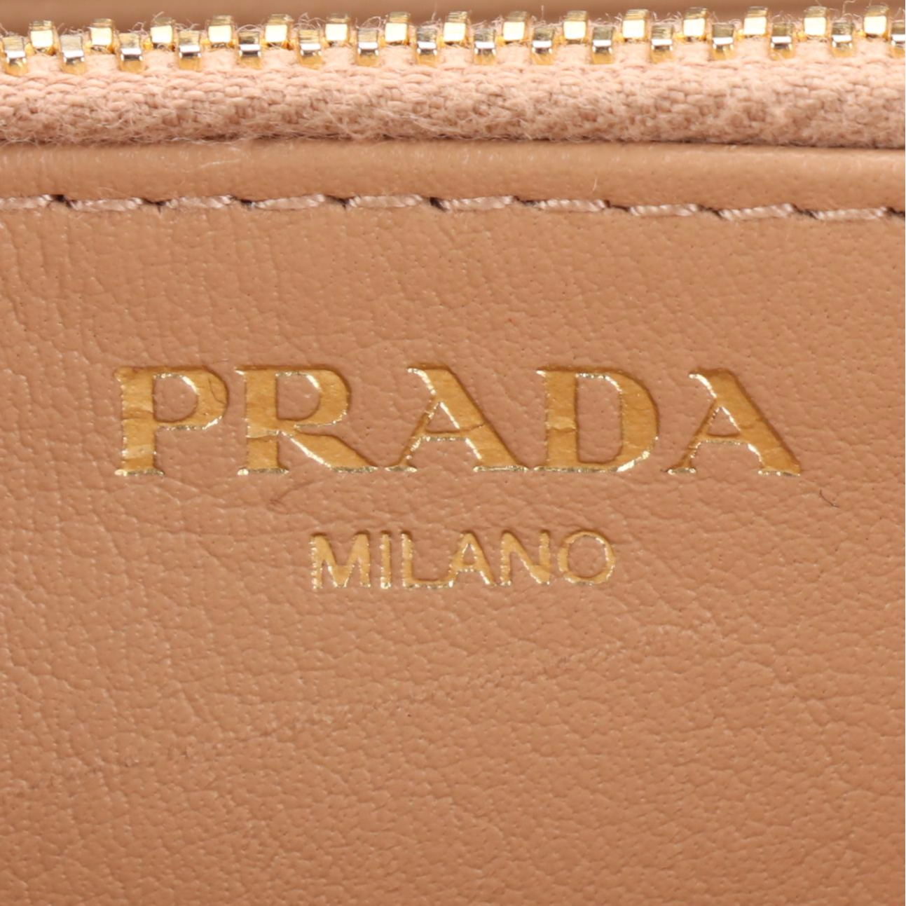 Prada Continental Accordion Wallet in Cammeo Vitello Move Leather with Box
