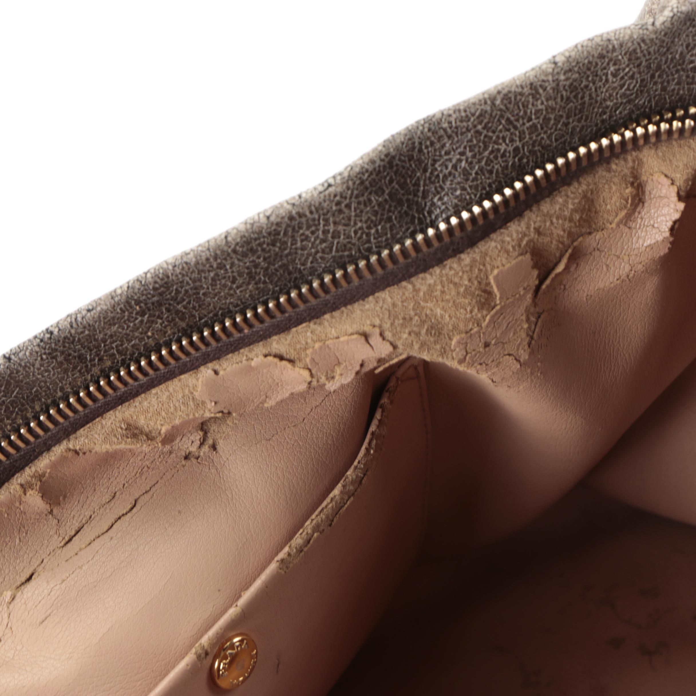 Prada Medium Zip Domed Shoulder Bag in Distressed Grey Calfskin Leather