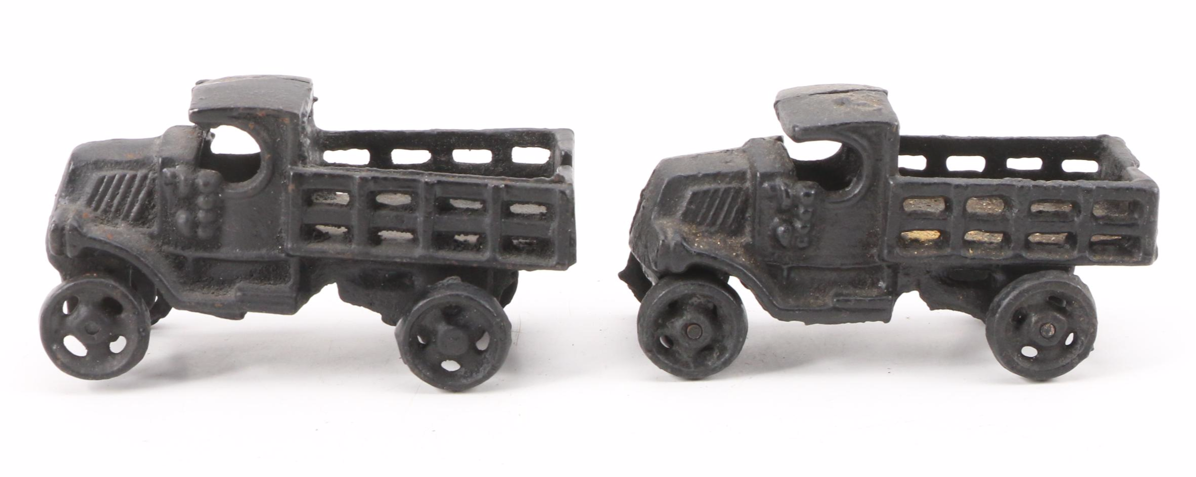 Cast Iron Toy Trucks with Cast Iron Farm Animal Figurines, Mid to Late 20th C.