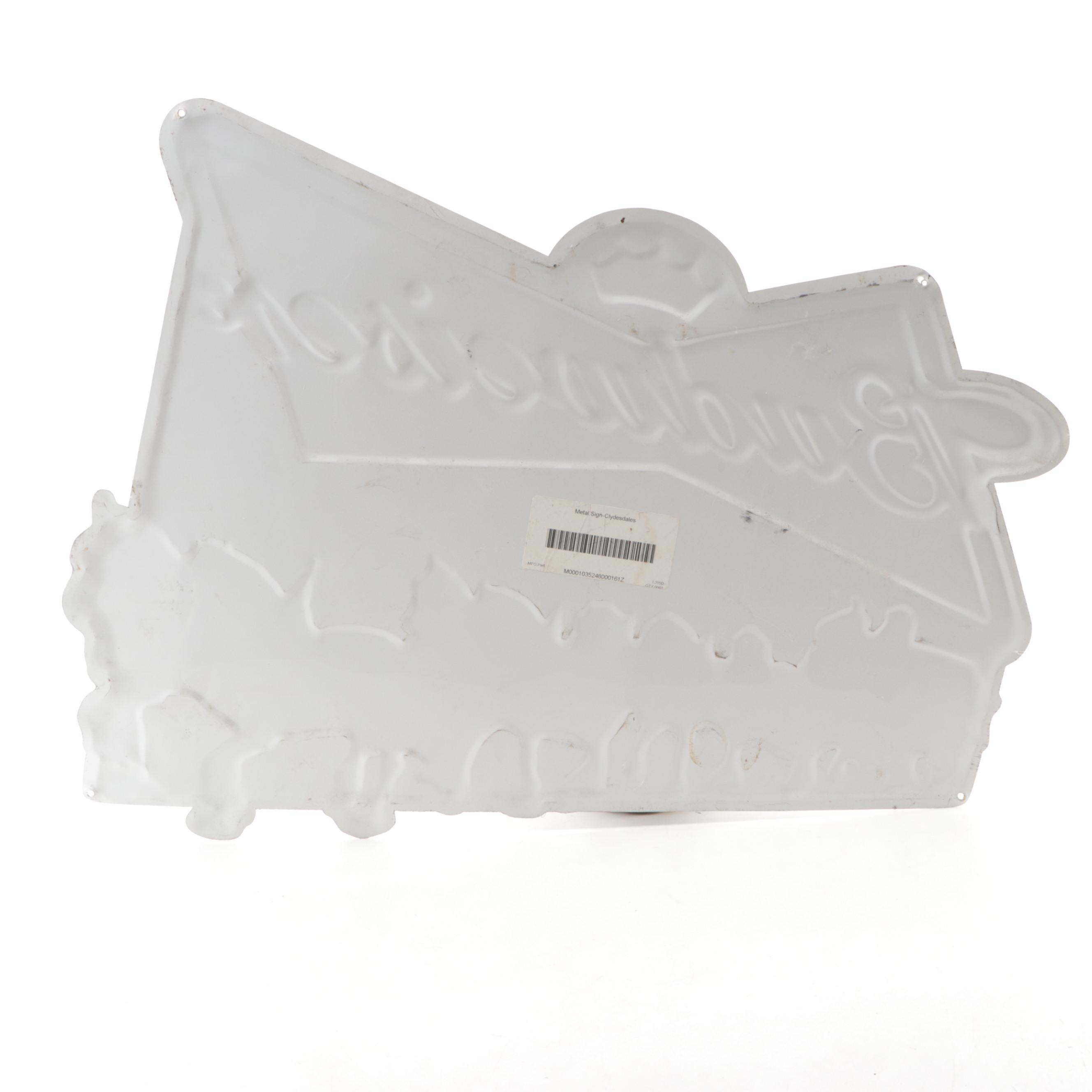 Budweiser Beer Clydesdales Tin Litho Advertising Sign, 2005