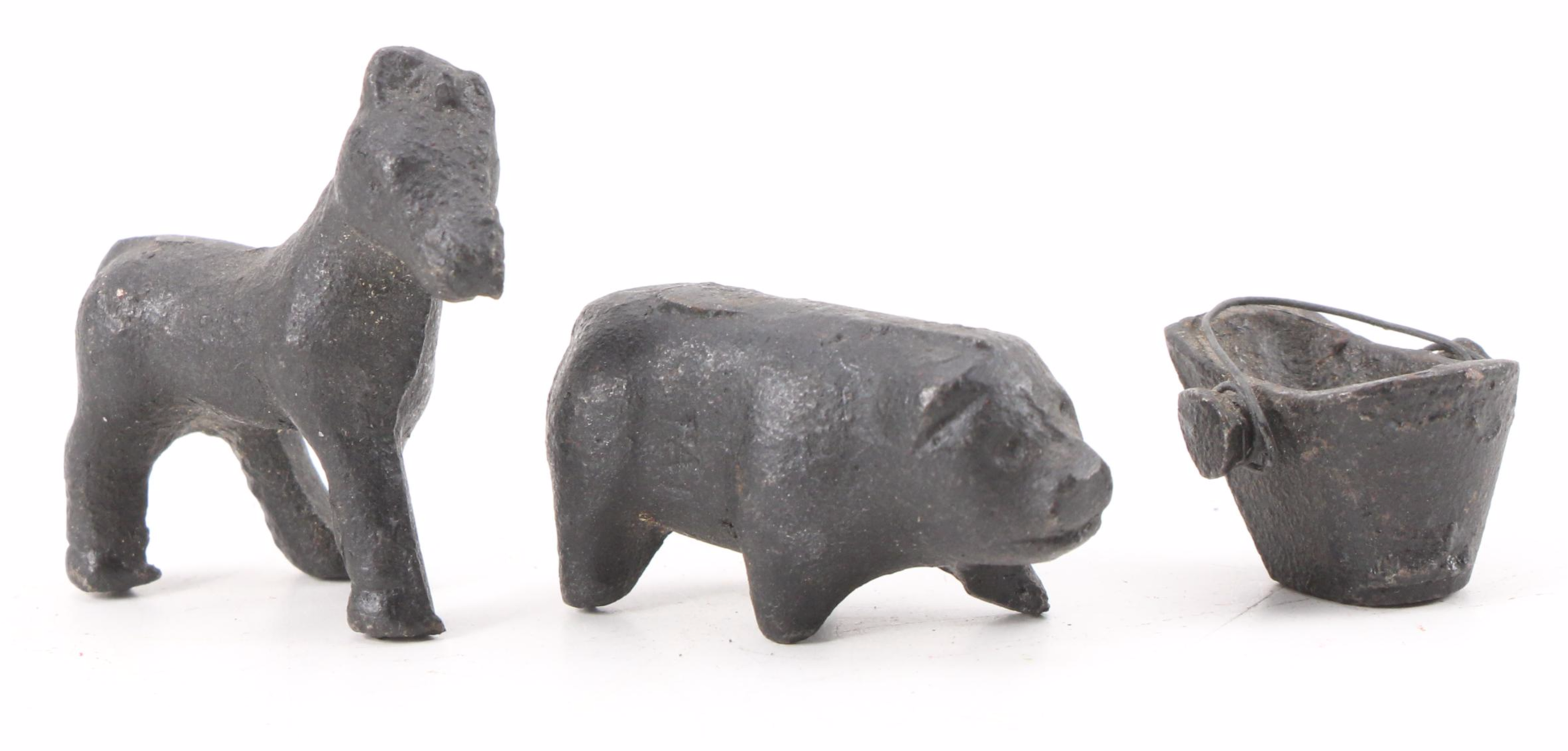 Cast Iron Toy Trucks with Cast Iron Farm Animal Figurines, Mid to Late 20th C.