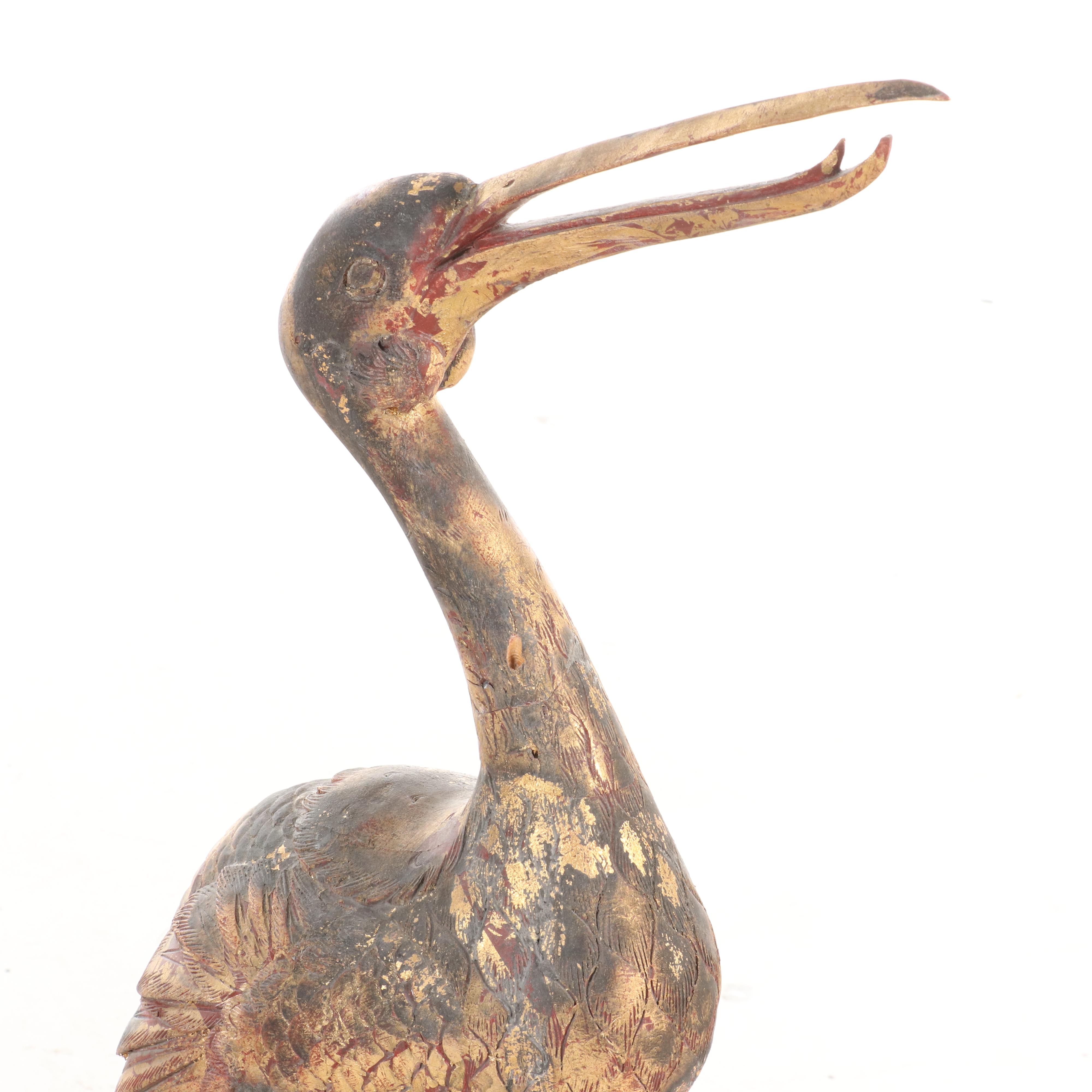 Chinese Gilt Wood Cranes, Circa 2000