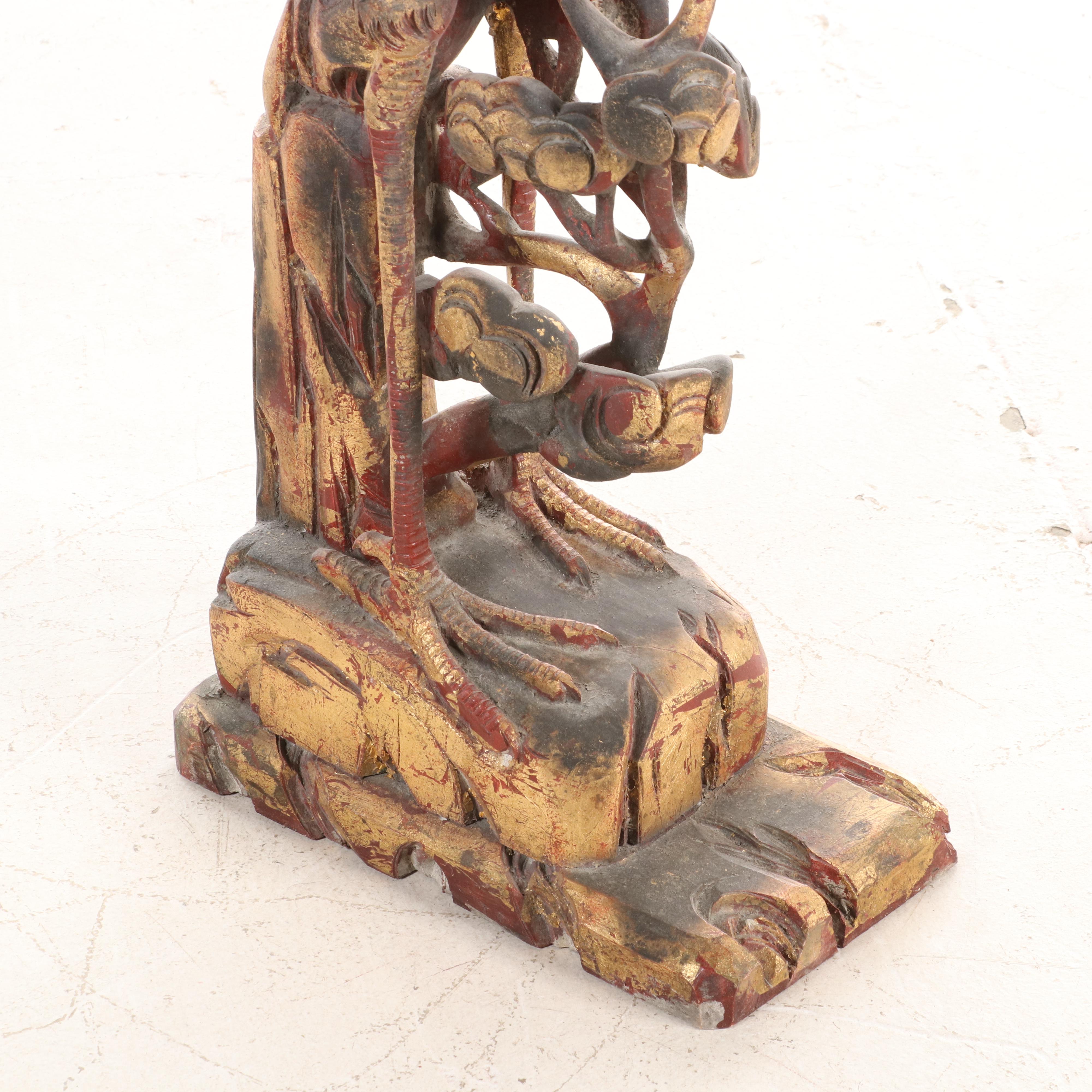 Chinese Gilt Wood Cranes, Circa 2000