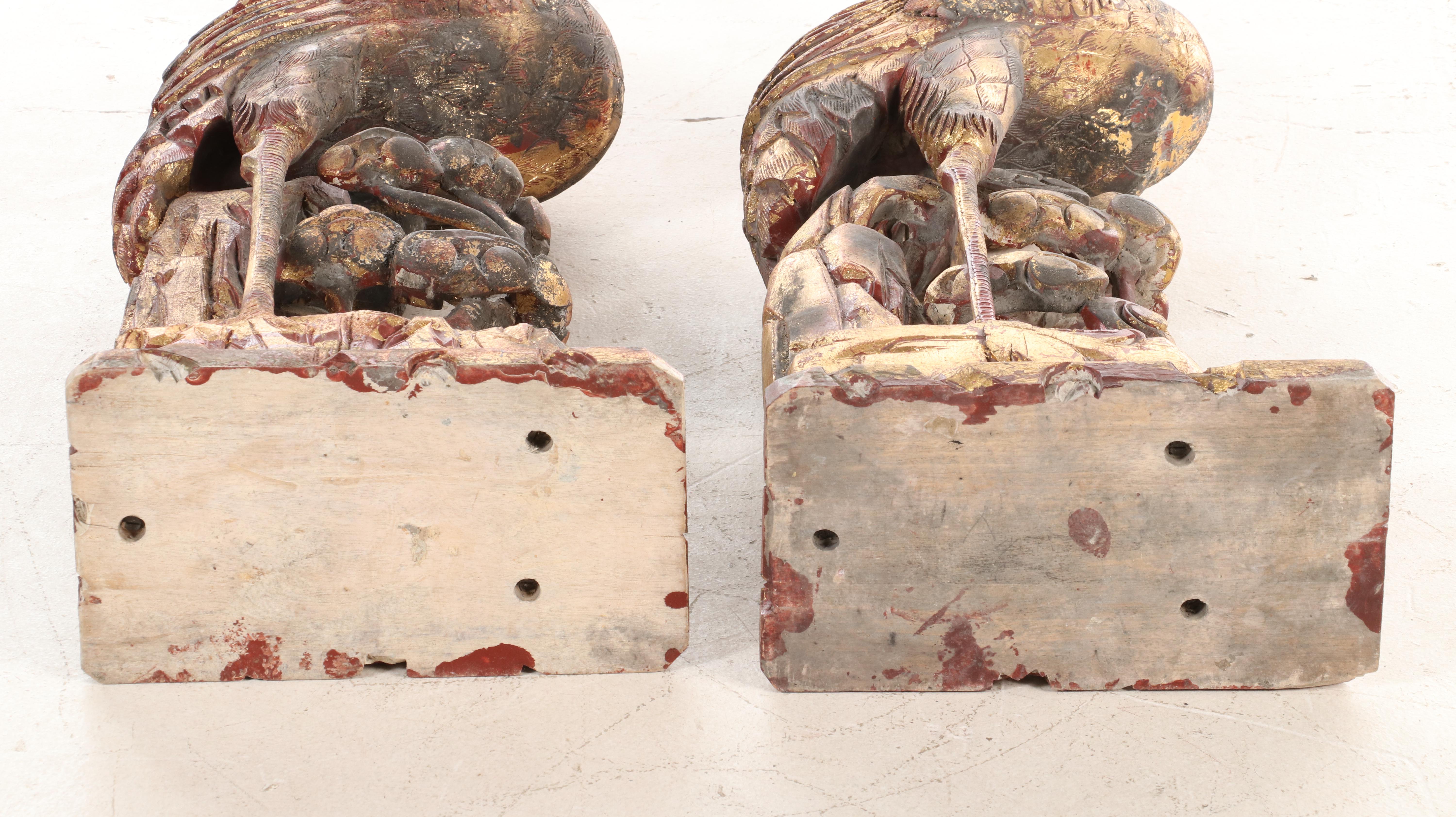 Chinese Gilt Wood Cranes, Circa 2000